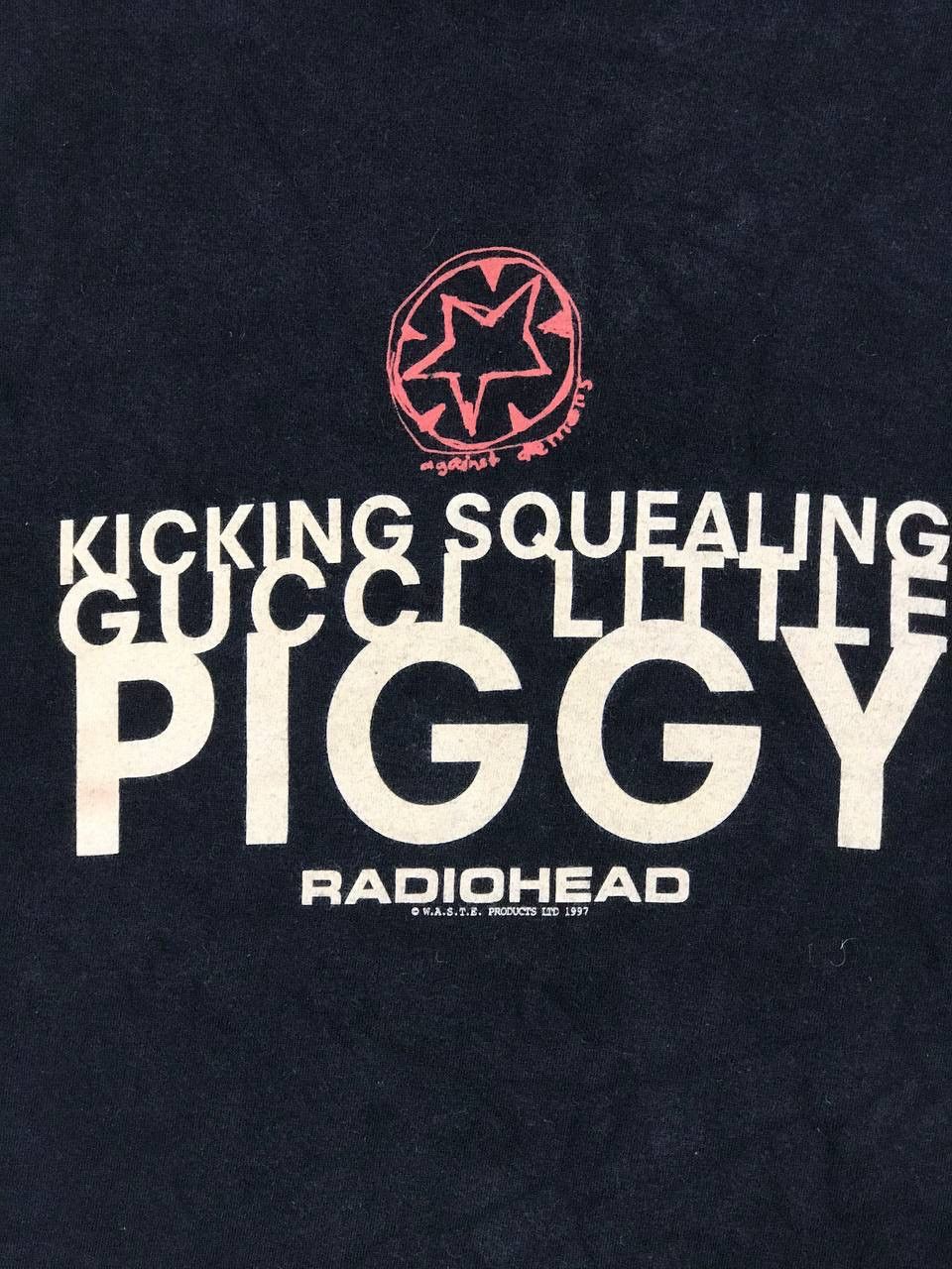 Band Tees × Vintage Vintage 1997 Radiohead Thom Yorke Kicking Squealing Piggy Size US XL / EU 56 / 4 - 3 Thumbnail