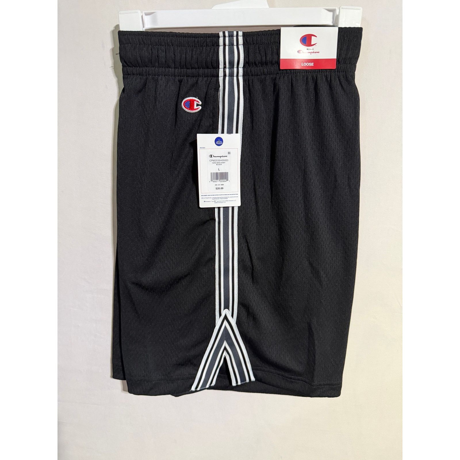 Champion Champion Mesh Shorts Large Black Stripe Drawstring Athletic Size US 36 / EU 52 - 3 Thumbnail
