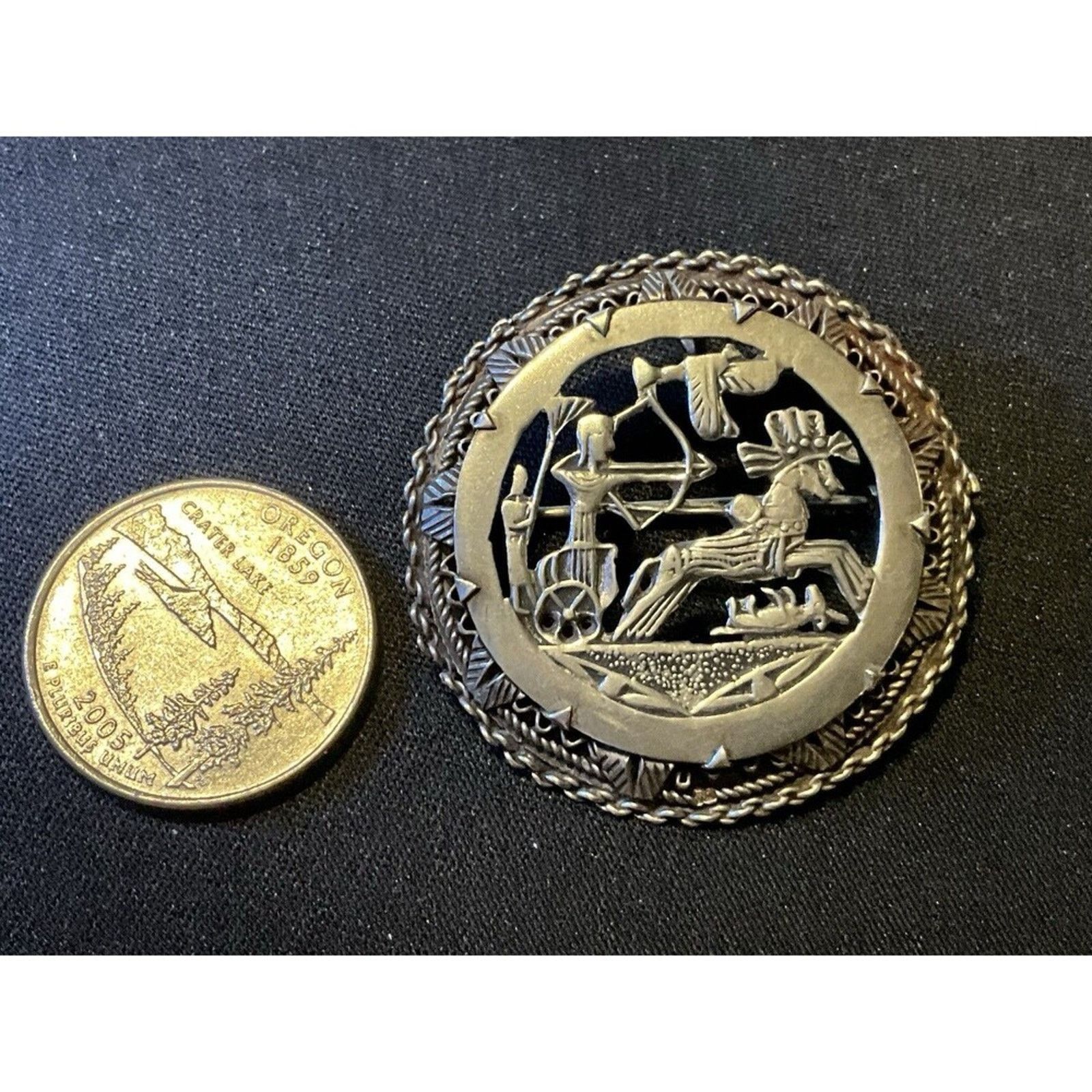 Other Sterling Vintage Egyptian Revival Brooch Tube Closure Size ONE SIZE - 3 Thumbnail