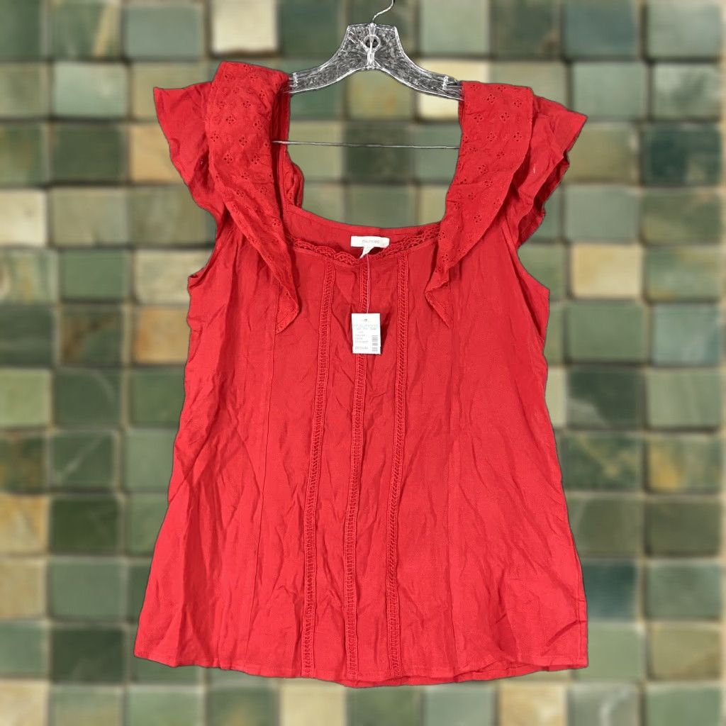 Vintage Maurices Women's Blouse Short Sleeve Red Floral M Fall Spring Summer Size M / US 6-8 / IT 42-44 - 1 Thumbnail