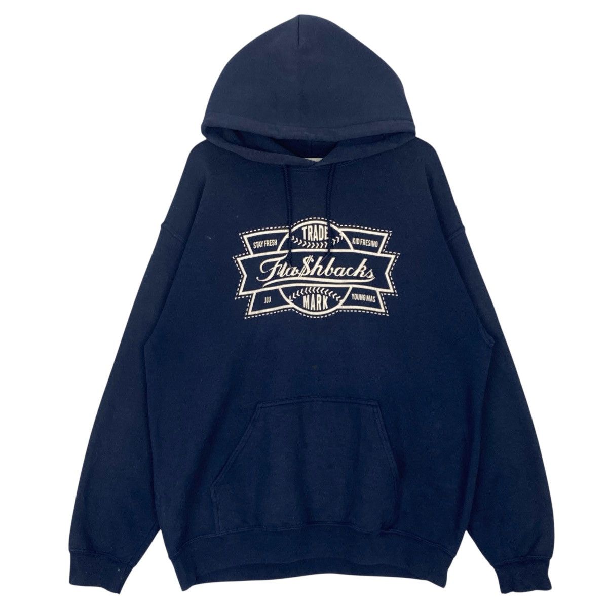 Vintage Flashbacks Fresno Hoodie Sweater Navy Blue Size L