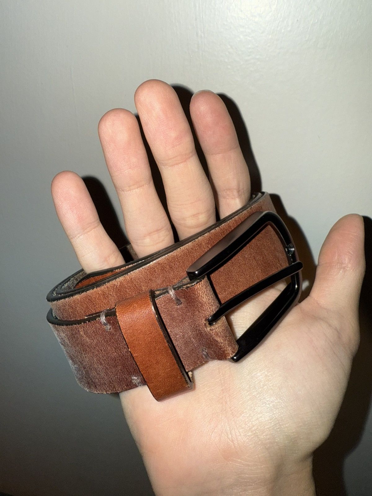 Andrew Marc Leather Belt Size 32 - 1 Thumbnail