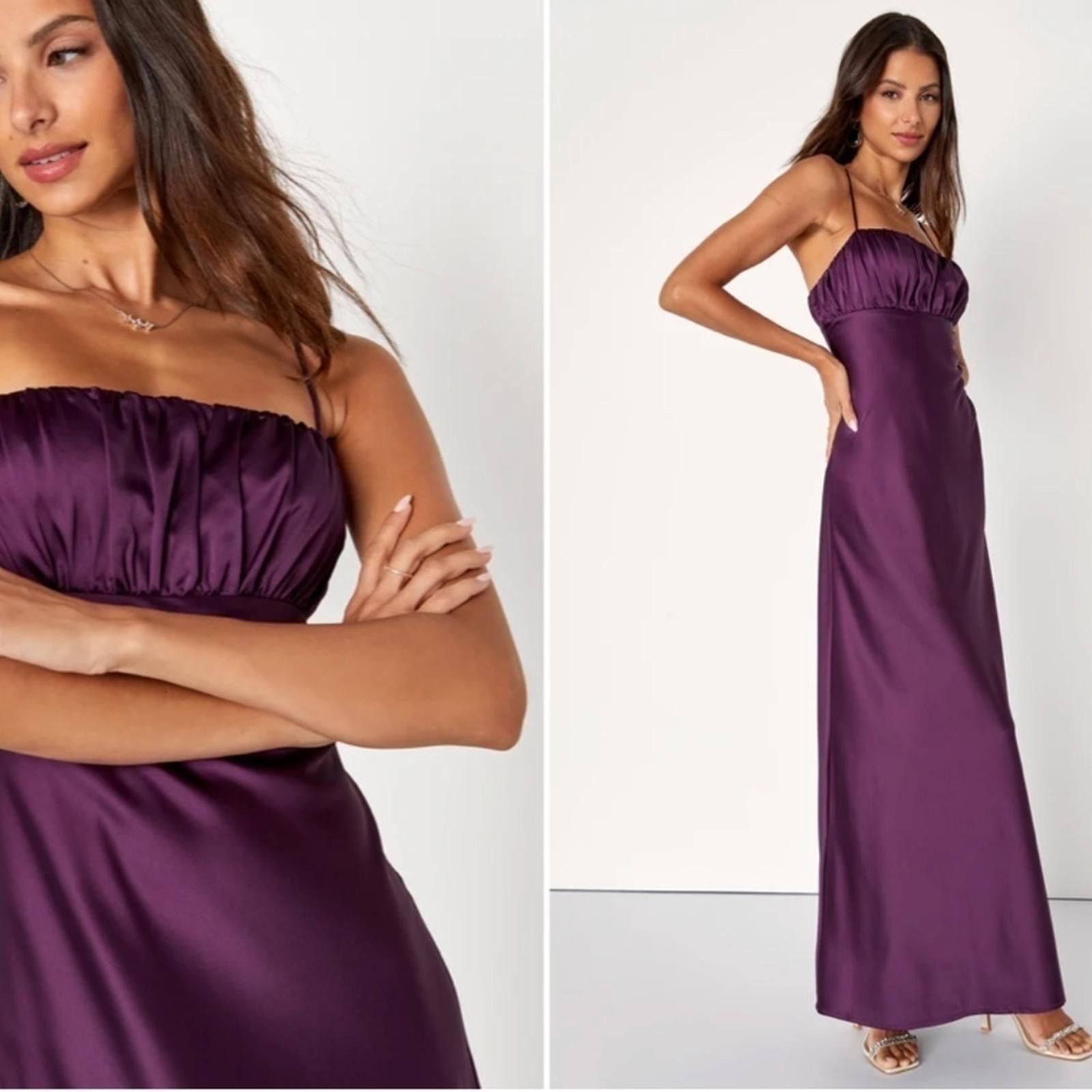 Lulus LULU's Elegant Sexy Prom Wedding Bridesmaid Satin Maxi Size XL / US 12-14 / IT 48-50 - 3 Thumbnail
