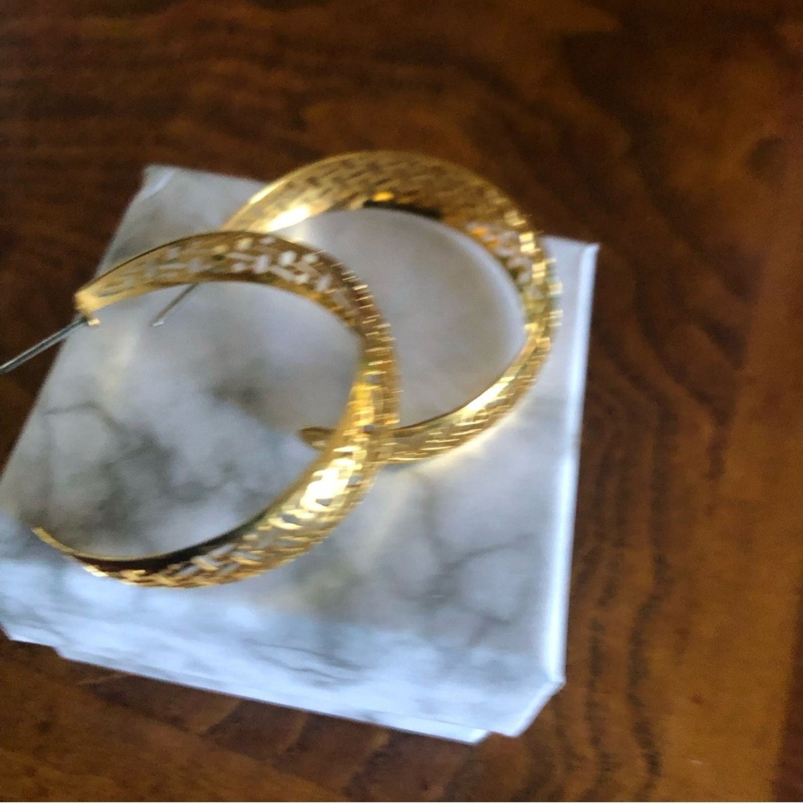 Vintage Vintage 90s gold plated cut out design hoop earrings Size ONE SIZE - 2 Thumbnail