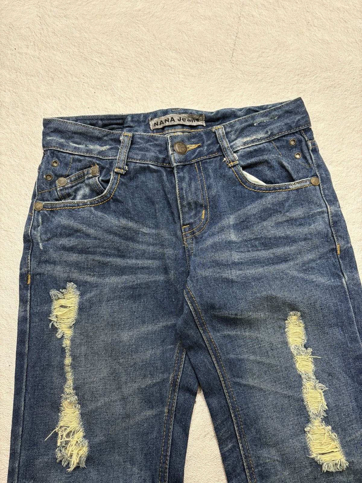 2000s Number Nine Ripped Denim Jeans Fading Distresses Y2K