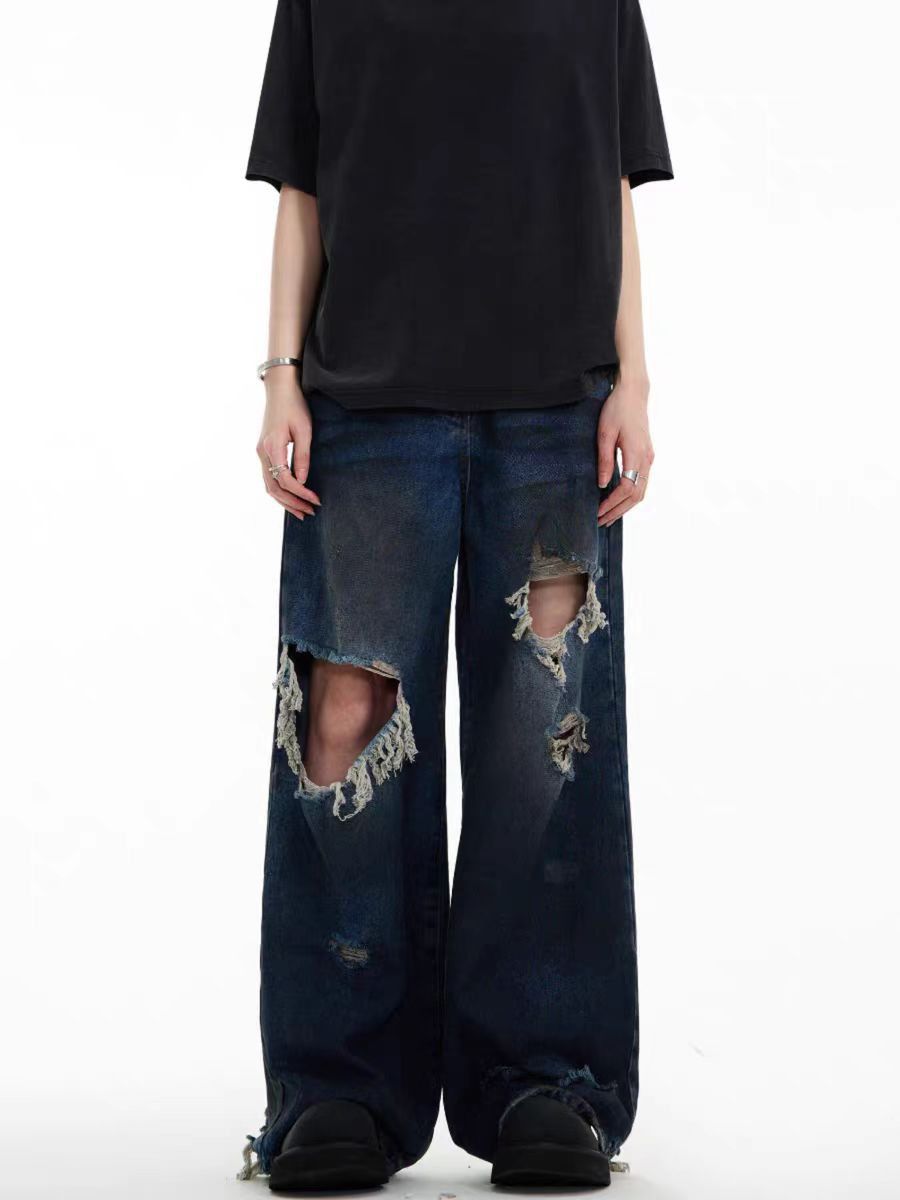 Japanese Brand × Jean Vintage washed distressed high street baggy jeans Size US 34 / EU 50 - 2 Thumbnail