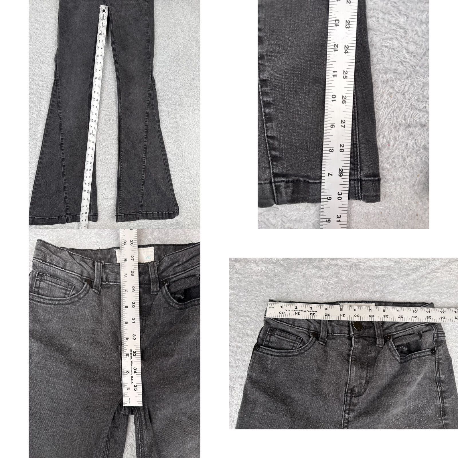 Vintage Ban Jara Jeans Womens 0 Black Denim Wide Flare Cotton Blend Mid Rise 24x30 Size 25" / US 0 / IT 36 - 8 Thumbnail