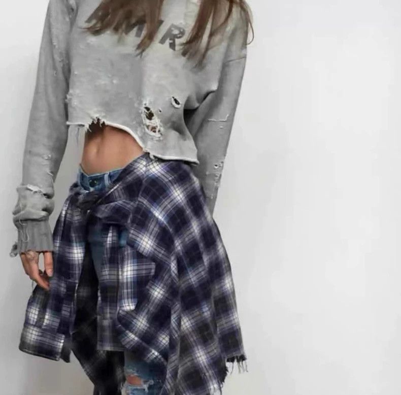 Amiri Amiri 17ss blue checkered flannel destroy shirt Size US XL / EU 56 / 4 - 8 Thumbnail