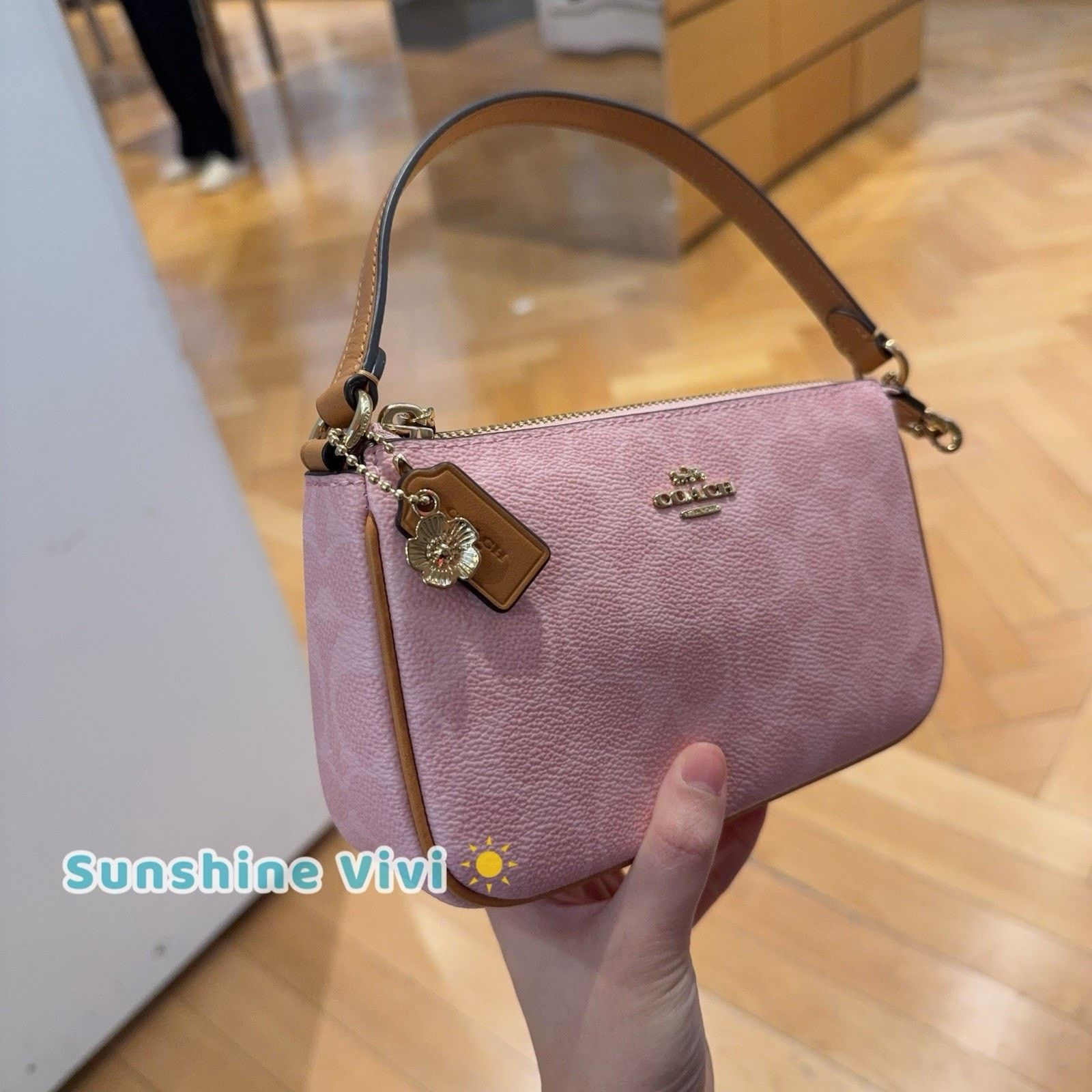Coach NWT Coach Nolita 19 Canvas Charm Gold/Powder Pink CDW31 Size ONE SIZE - 3 Thumbnail