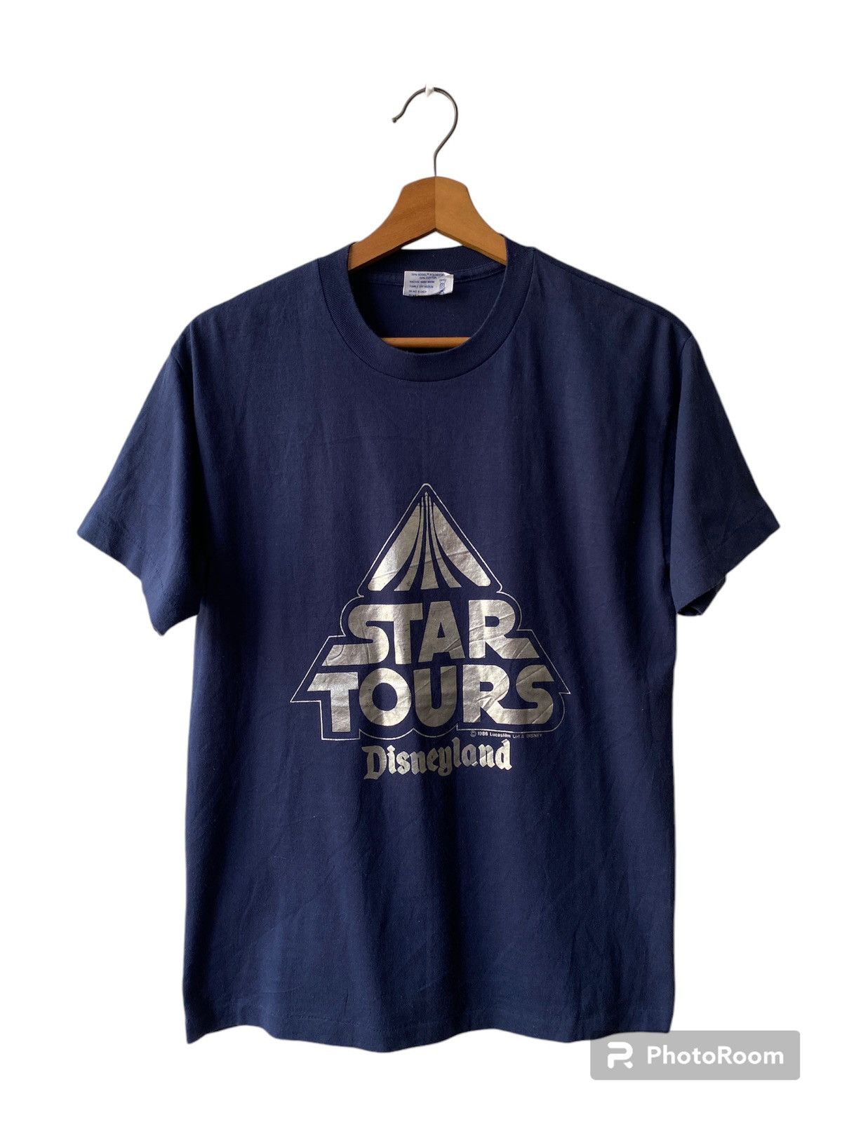 Disney × Star Wars × Vintage 1980s - Star Tours Disneyland Lucas Film T Shirt Size US M / EU 48-50 / 2 - 1 Thumbnail