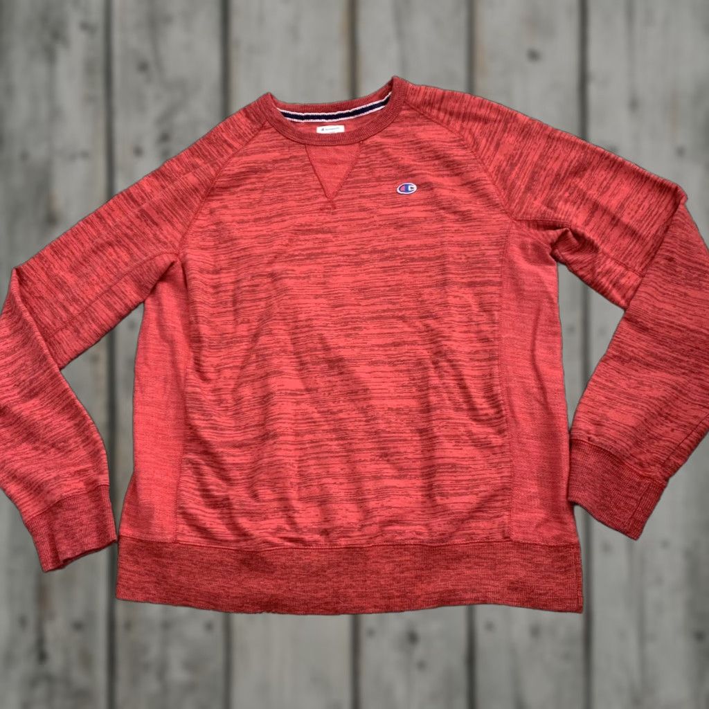 Champion Champion Sweatshirt Mens XL Red Heathered Crew Neck Pullover Cotton Blend Logo Size US XL / EU 56 / 4 - 1 Thumbnail