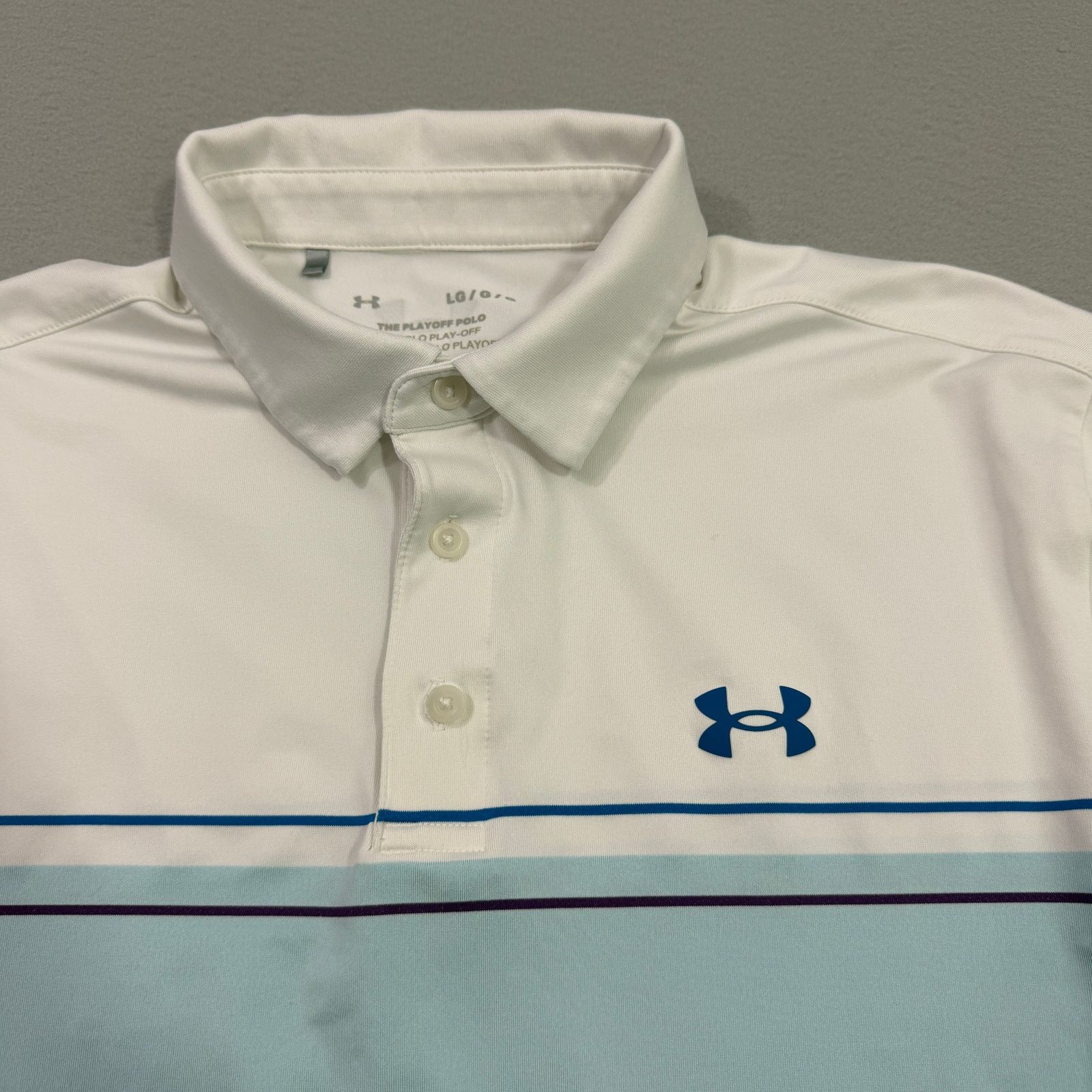 Under Armour Under Armour The Playoff Polo Shirt Mens Large White Blue Size US L / EU 52-54 / 3 - 3 Thumbnail