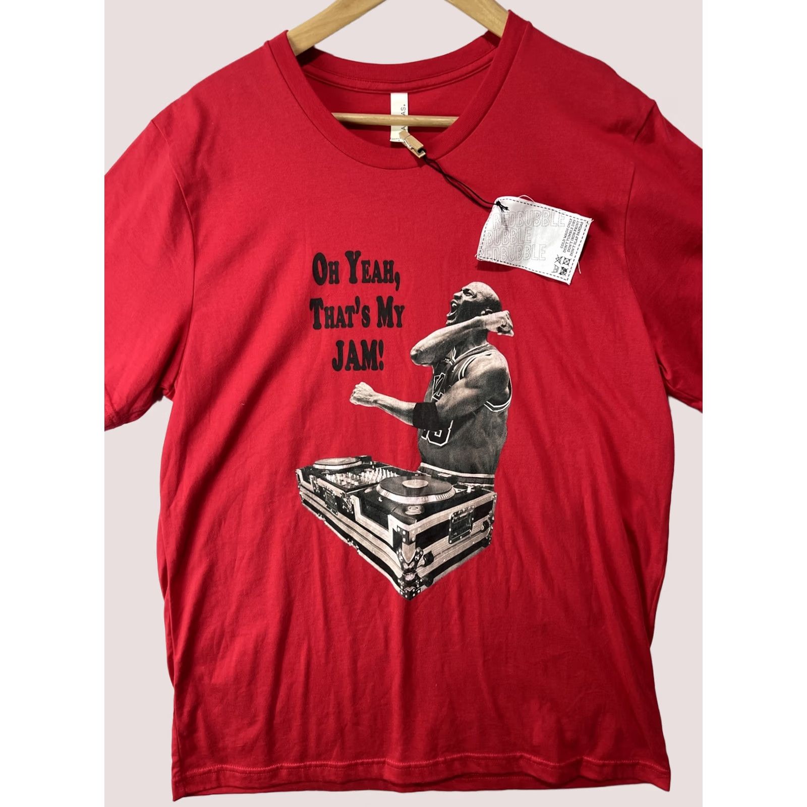 Vintage Canvas MJ ‘Oh Yeah, That’s My Jam!’ Graphic T-shirt Adult L Red Cotton Logo Crew Neck Short Sleeve Men Shirt Graphic Tee 90s Size US L / EU 52-54 / 3 - 1 Thumbnail
