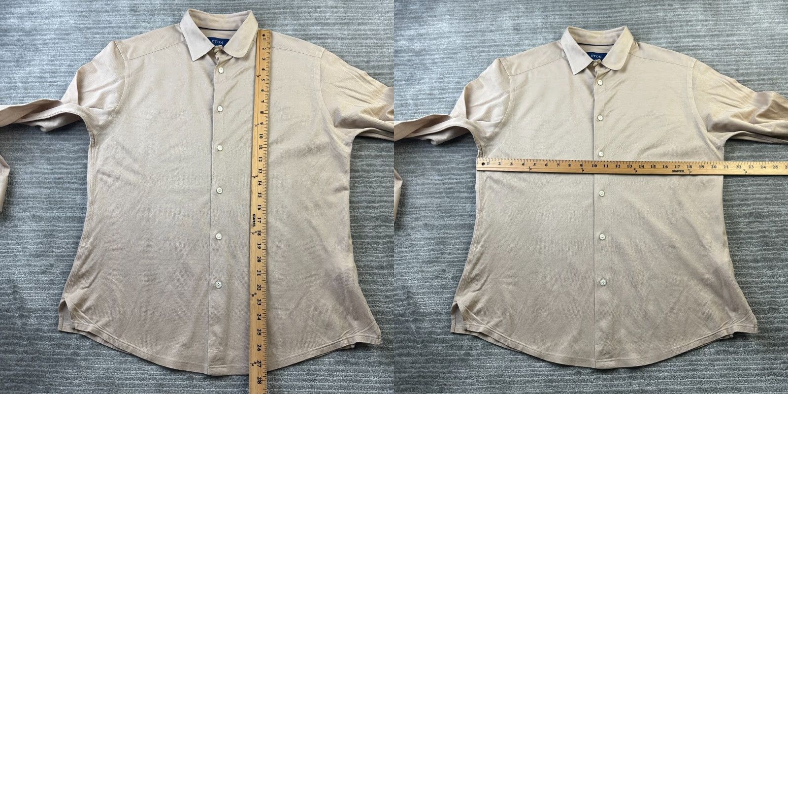 Eton Eton Shirt Mens Medium Beige Tan Button Up Slim Fit Size US M / EU 48-50 / 2 - 8 Thumbnail