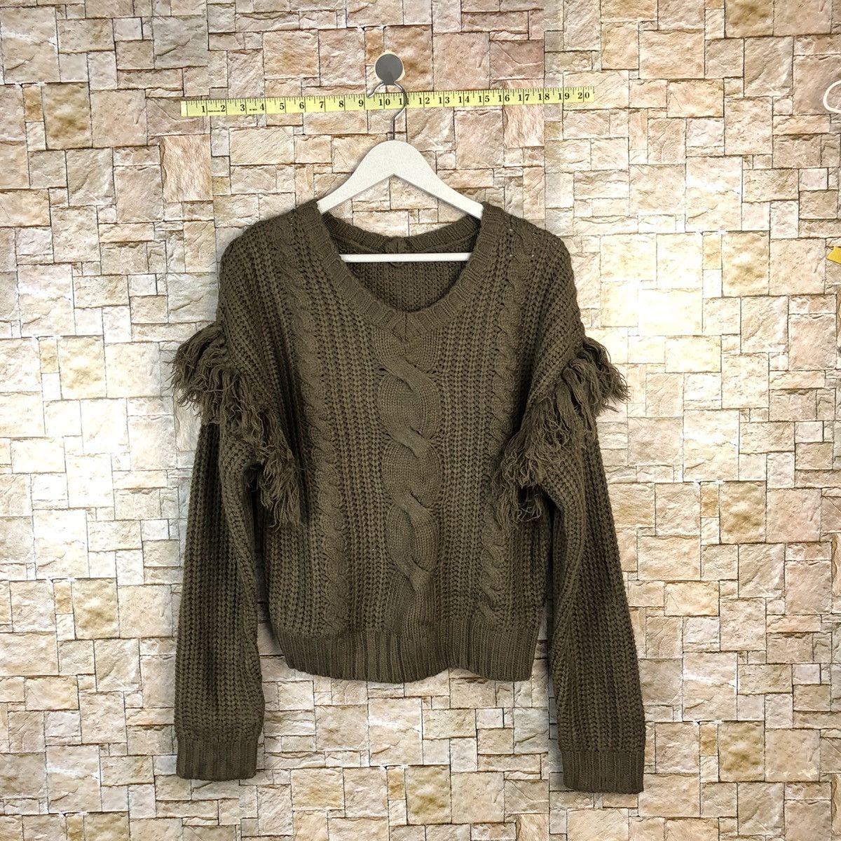 Aran Isles Knitwear × Homespun Knitwear × Japanese Brand Riche Glamour Brown cable Knitwear #A1106 Size M / US 6-8 / IT 42-44 - 1 Thumbnail