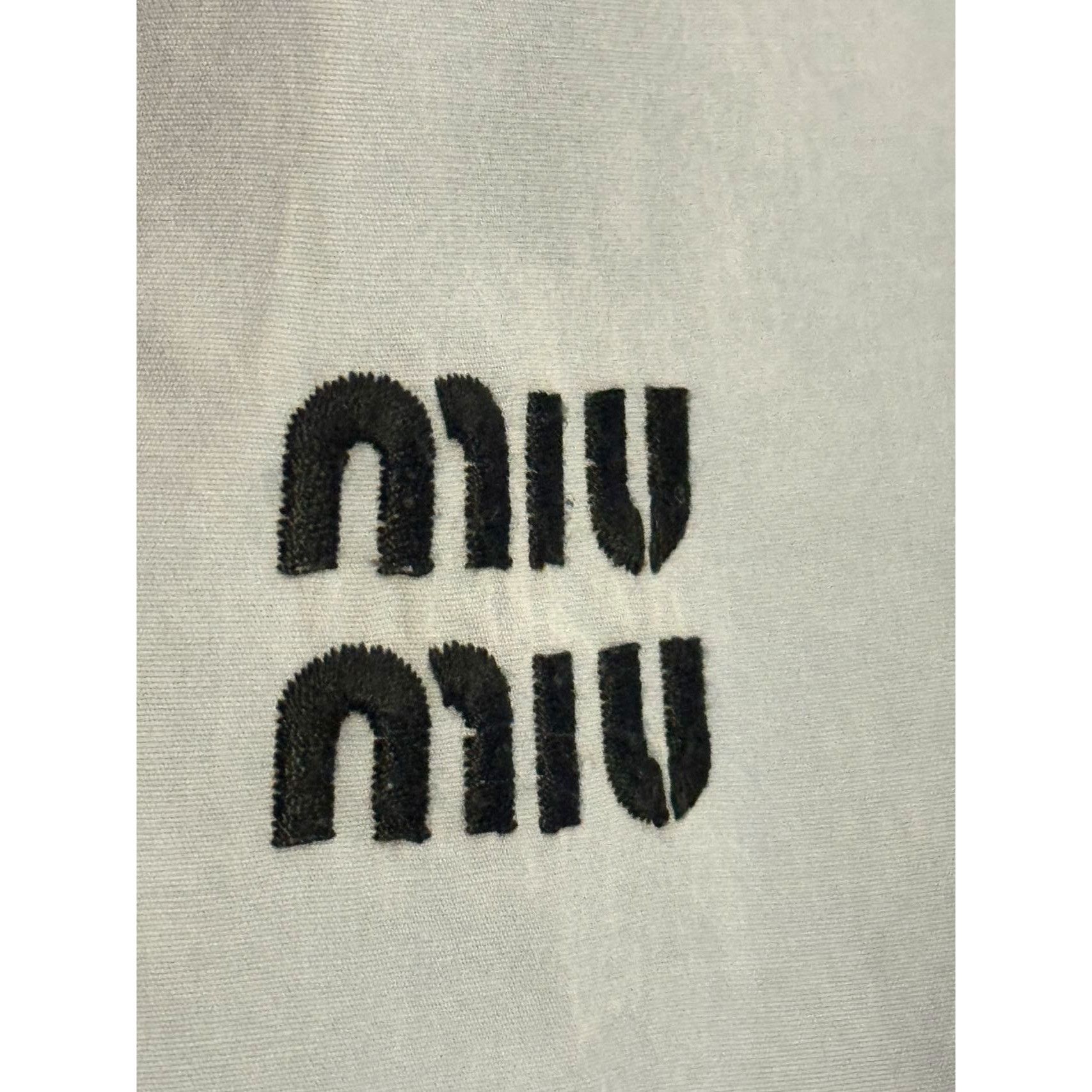 Miu Miu Miu Miu Light Blue Button-Up Shirt With Embroidered Logo Lon Size S / US 4 / IT 40 - 4 Thumbnail
