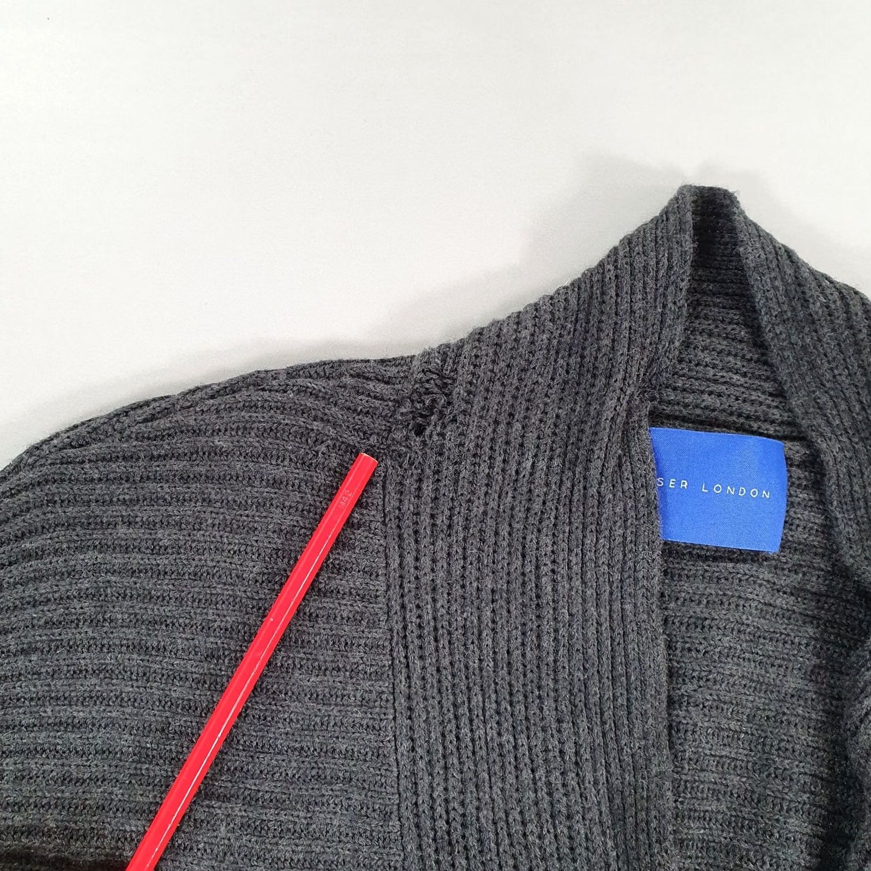 Vintage Winser London Womens Cardigan Grey Small 100% Merino Wool Knit Long Line Jumper V-Neck Casual Autumn Winter Womens Size S / US 4 / IT 40 - 6 Thumbnail