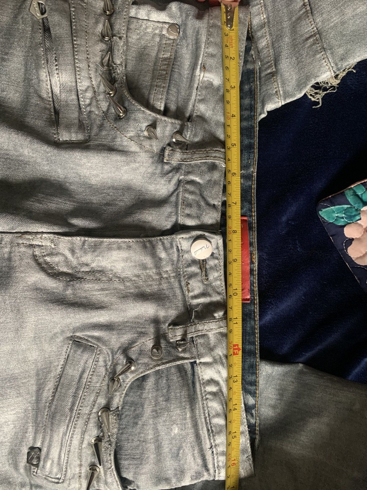 Other Custom Silver Biker Jeans Balmain Like 2000s Fashion Swag Size US 34 / EU 50 - 21 Thumbnail
