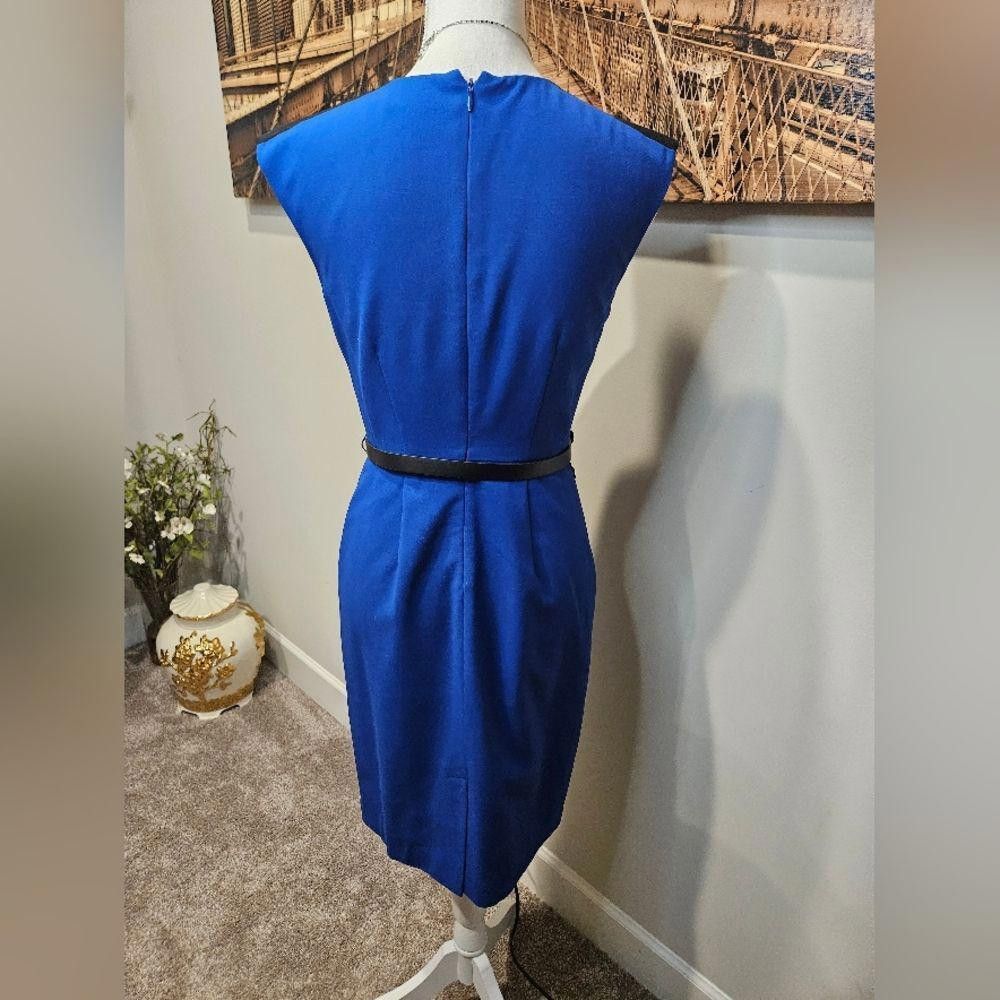 Calvin Klein Calvin Klein Blue Dress with Black Accents and Belt #52 Size XS / US 0-2 / IT 36-38 - 4 Thumbnail