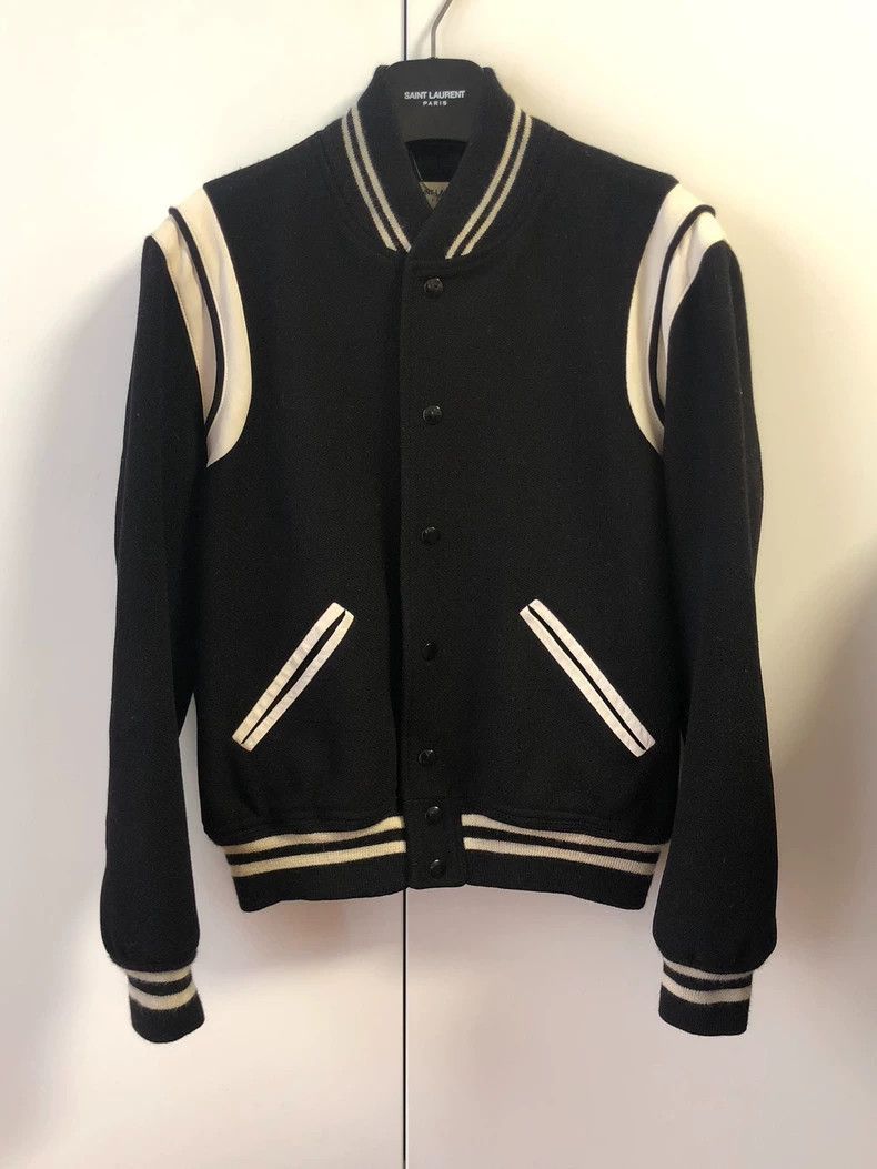 Saint Laurent Paris Black and white baseball jacket