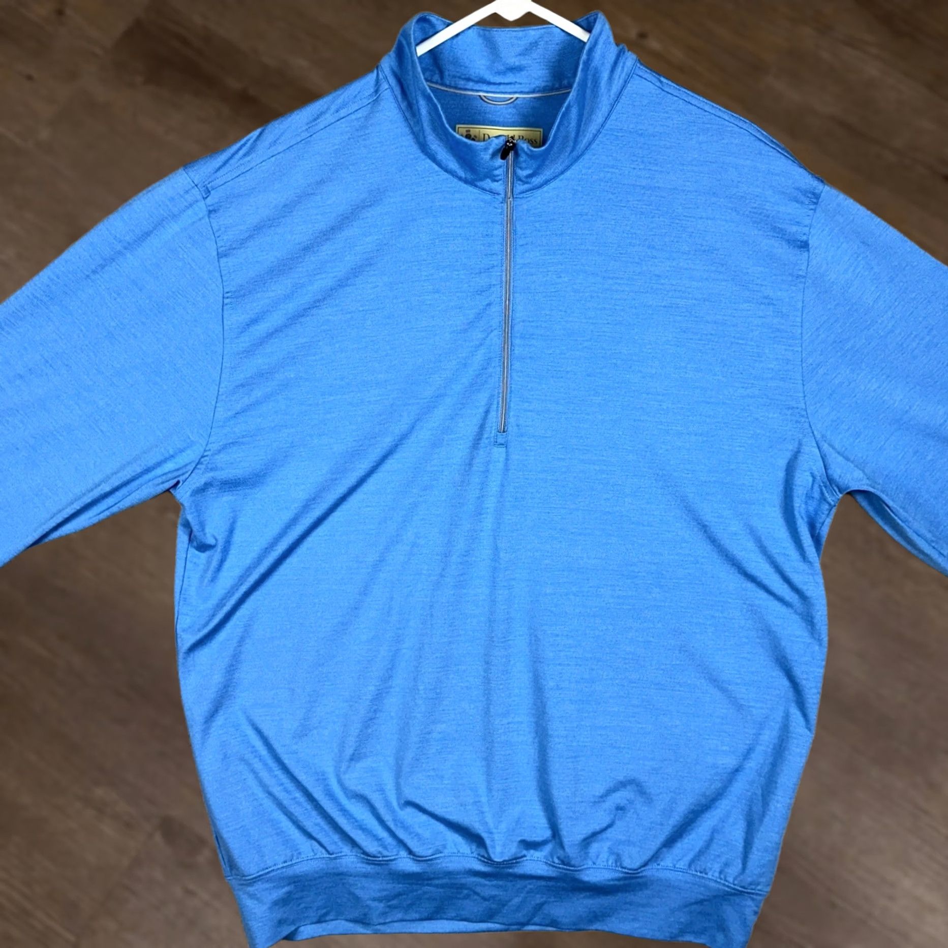 Logo 7 Donald Ross Mens XL Pullover Sweatshirt Zip Mock Neck Blue Logo Medallion The Club 1/4 Zip Golf Activewear Stretch Size US XL / EU 56 / 4 - 1 Thumbnail