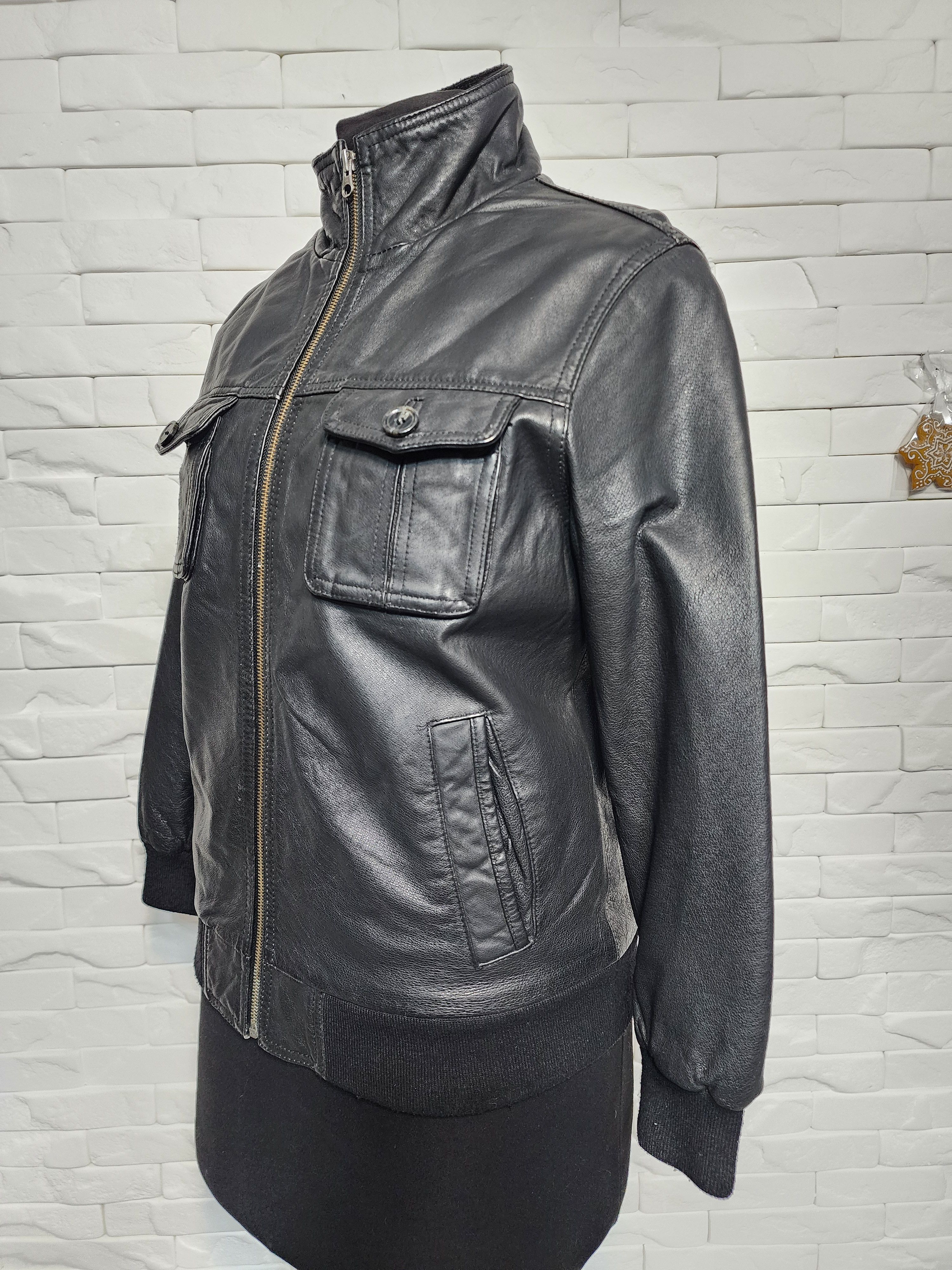 Other Black Leather Quilted Jacket: Men's Metal Zipper Bomber Size US M / EU 48-50 / 2 - 2 Thumbnail
