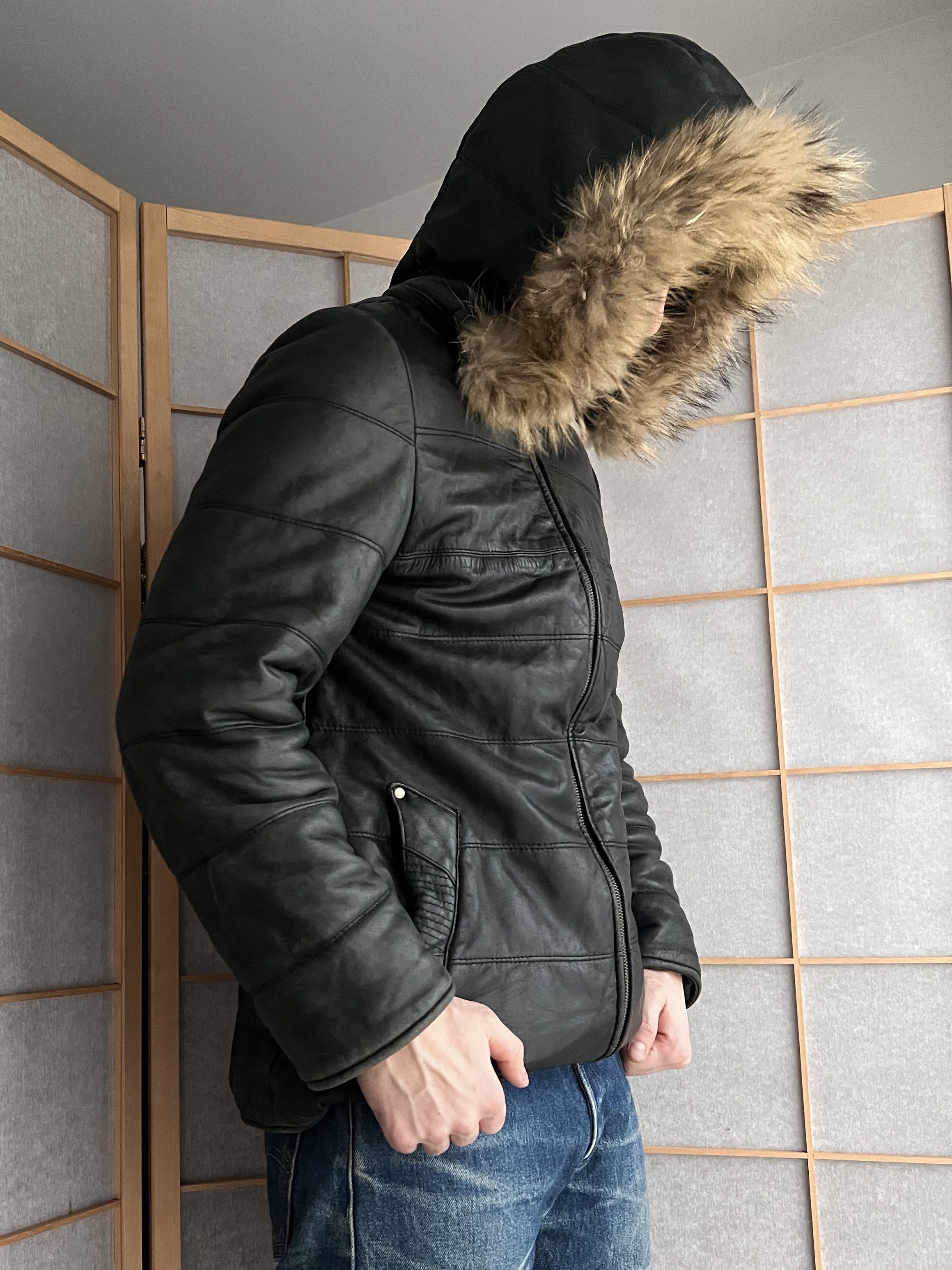 14th Addiction Winter Vintage 00s leather long coat jacket 2in1