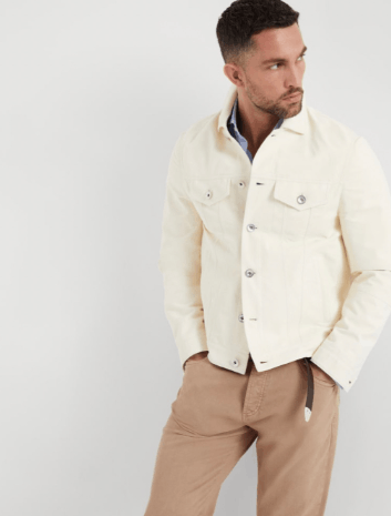 Brunello Cucinelli Leather Jacket in Open White Size US XL / EU 56 / 4 - 1 Thumbnail