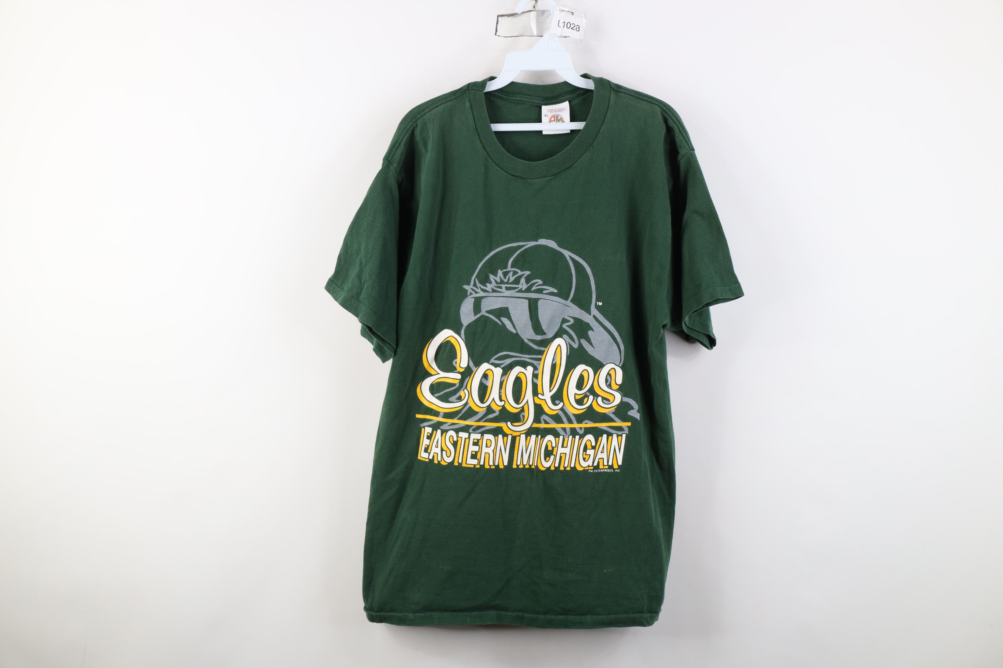 Vintage Vintage 90s Eastern Michigan University Short Sleeve T-Shirt Size US XL / EU 56 / 4 - 1 Thumbnail
