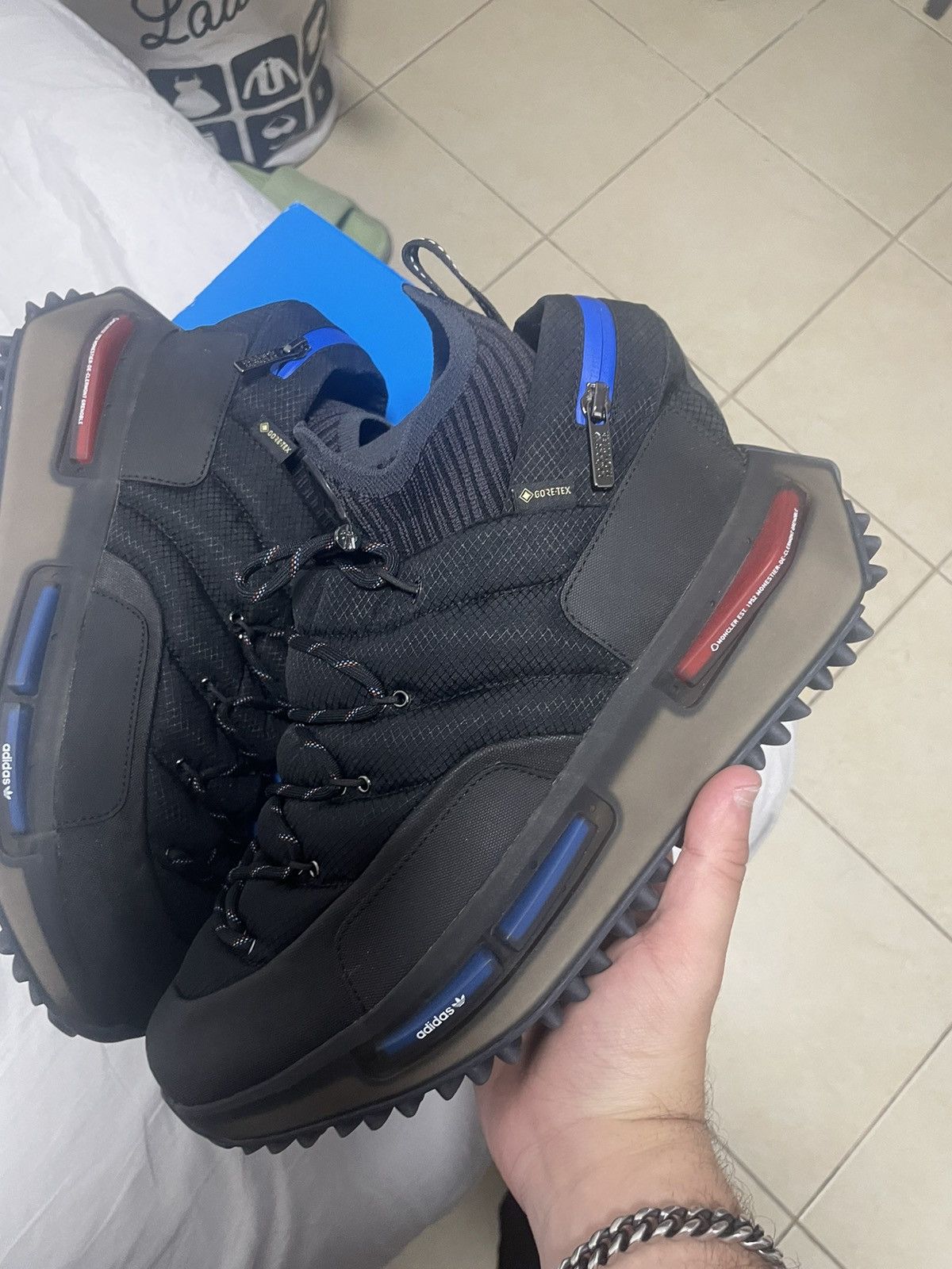 Adidas × Moncler Adidas NMD moncler triple black Size US 11.5 / EU 44-45 - 4 Thumbnail