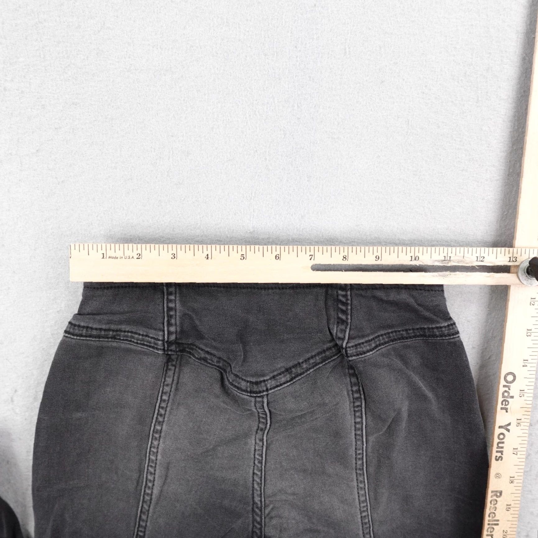 Vintage Free People Pants Womens 24 Black Extreme Flare Bell Bottoms Boho Faded Stretch Size 42" / US 20 - 7 Thumbnail