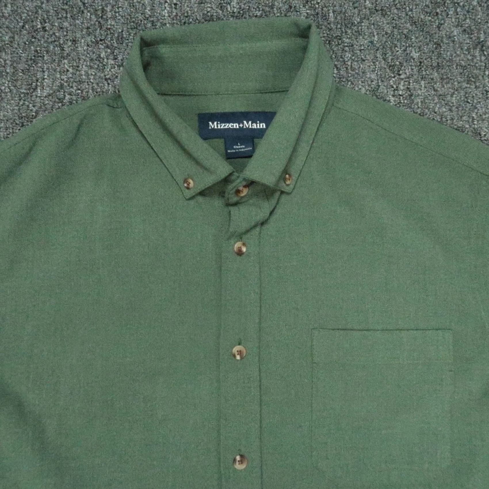 Mizzen+Main Mizzen+Main Shirt Mens Large Green Long Sleeve Button-Down Stretch Size US L / EU 52-54 / 3 - 2 Thumbnail
