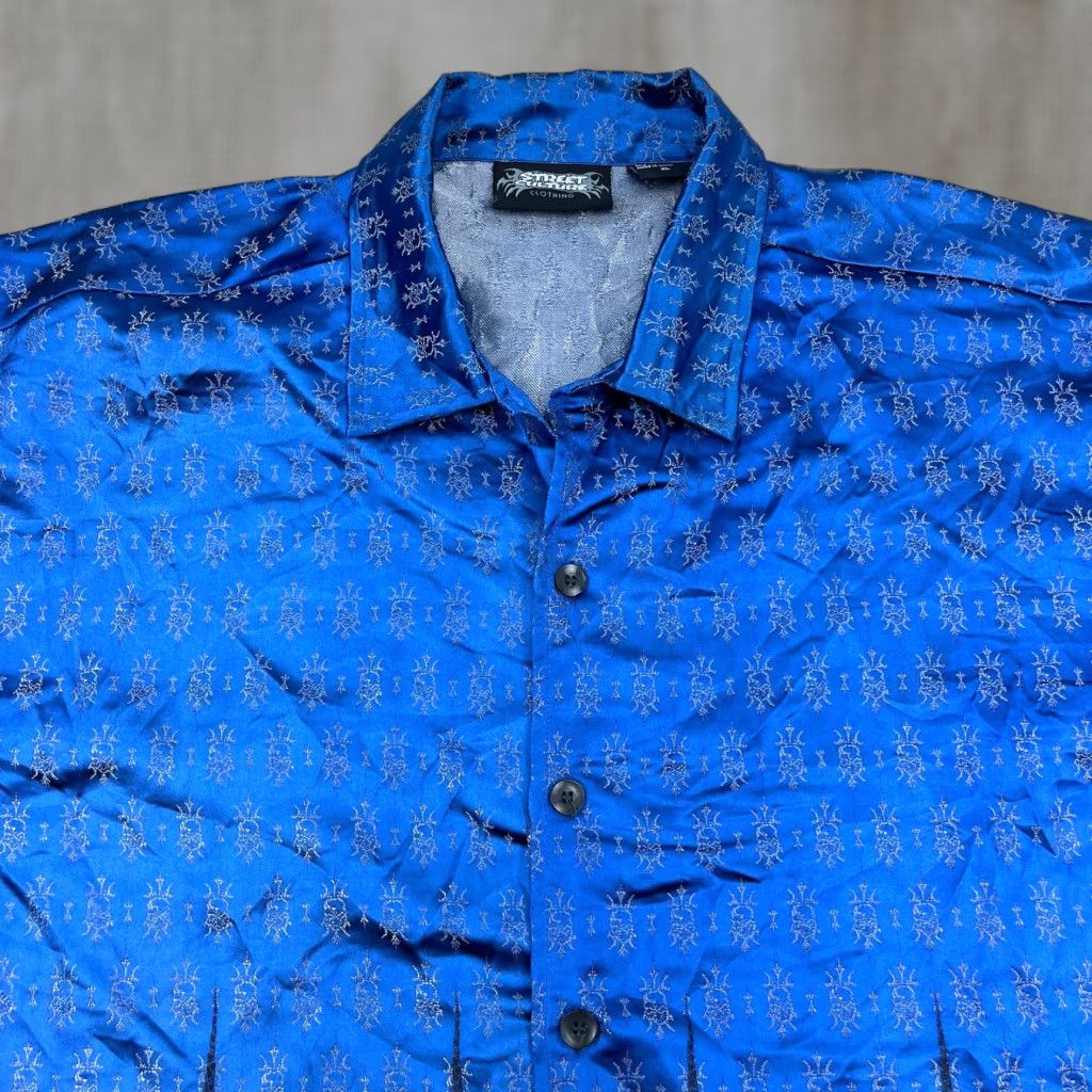 Vintage VINTAGE Street Culture Shirt Men XL Blue Button Up Skull AOP Bowling Punk Size US XL / EU 56 / 4 - 1 Thumbnail