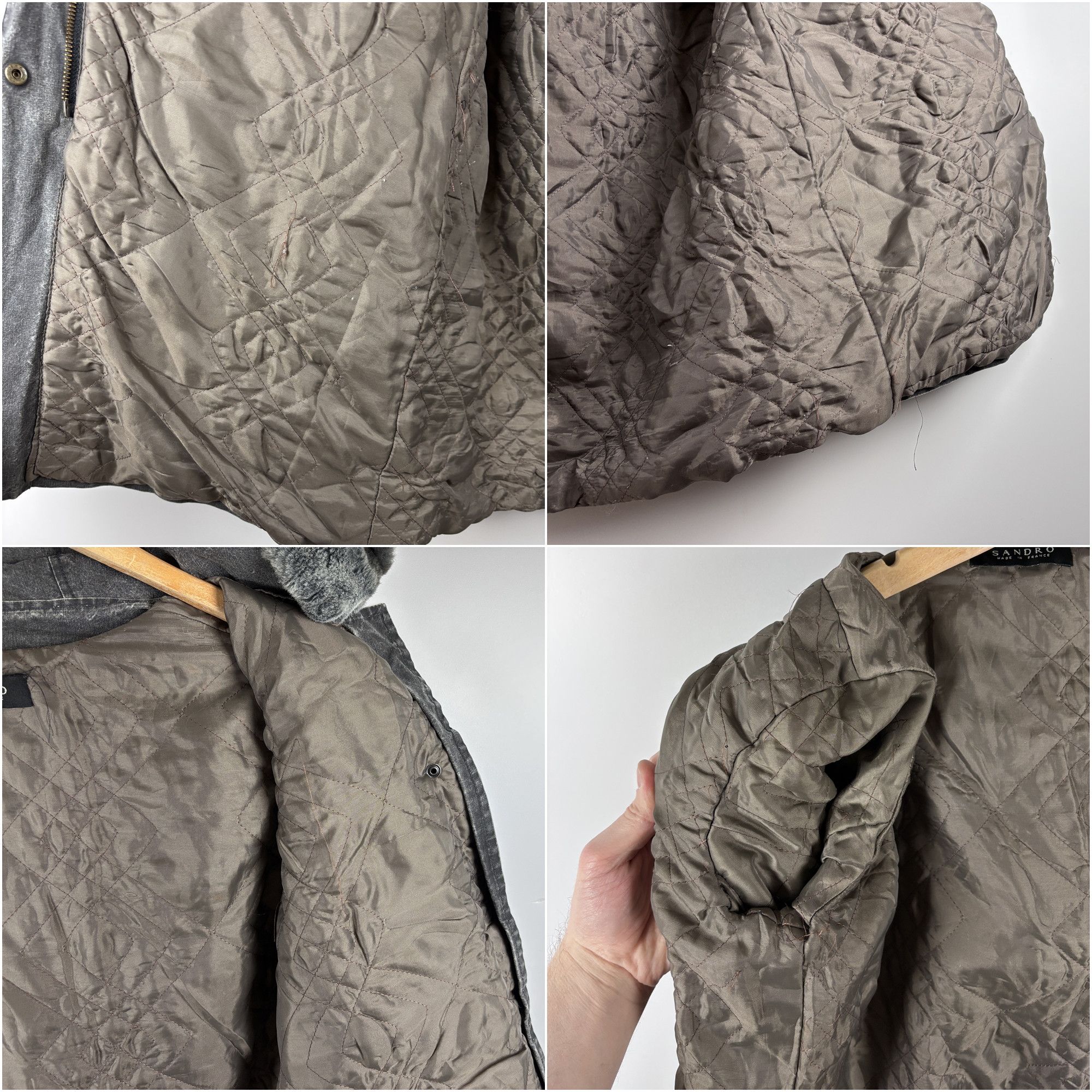 Sandro Womens Sandro Cotton Parka Jacket Fur Hood Gray Size T2 Size S / US 4 / IT 40 - 8 Thumbnail
