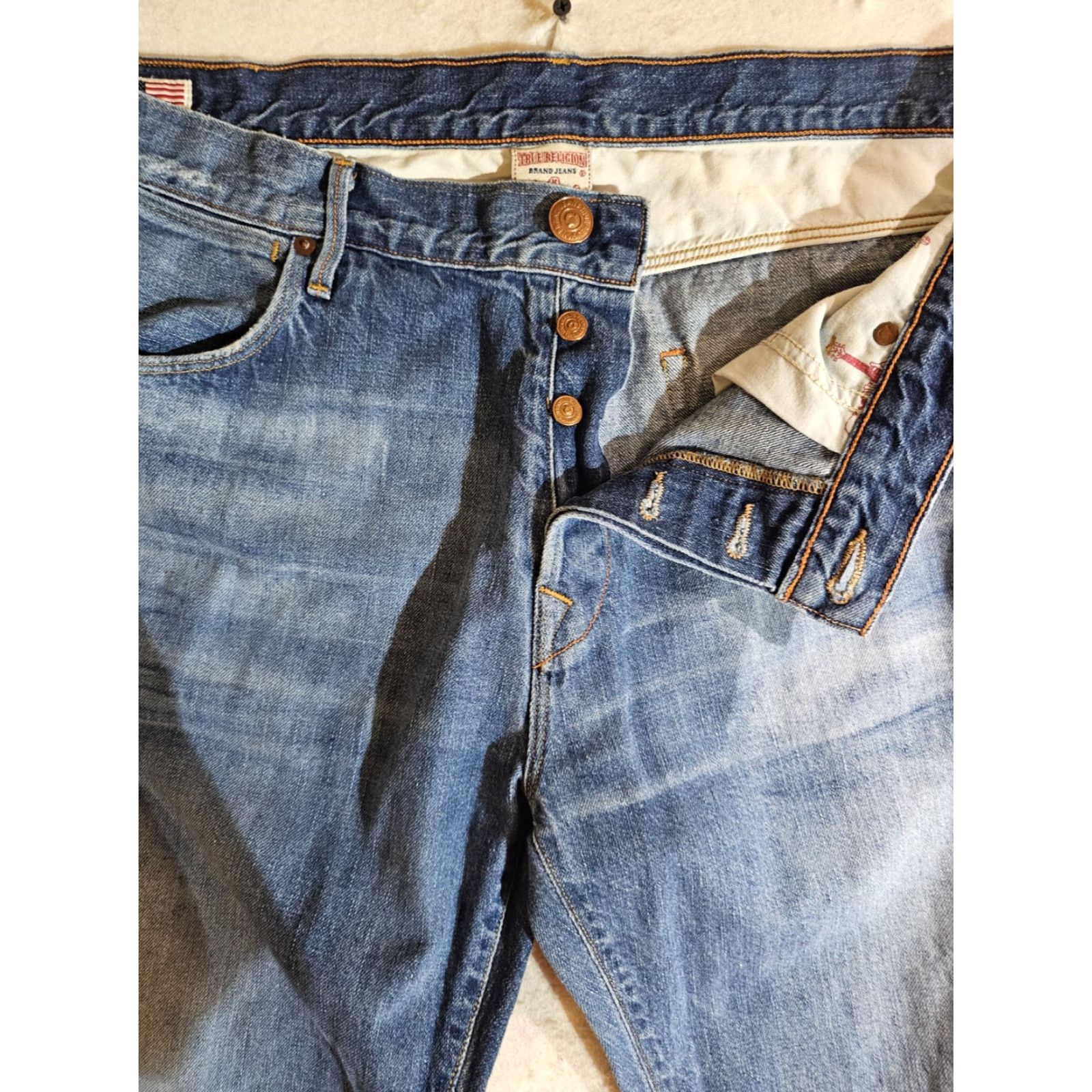 True Religion True Religion Classic Button Fly Jeans Straight Leg Distressed Men's 40x34 Size US 40 / EU 56 - 4 Thumbnail
