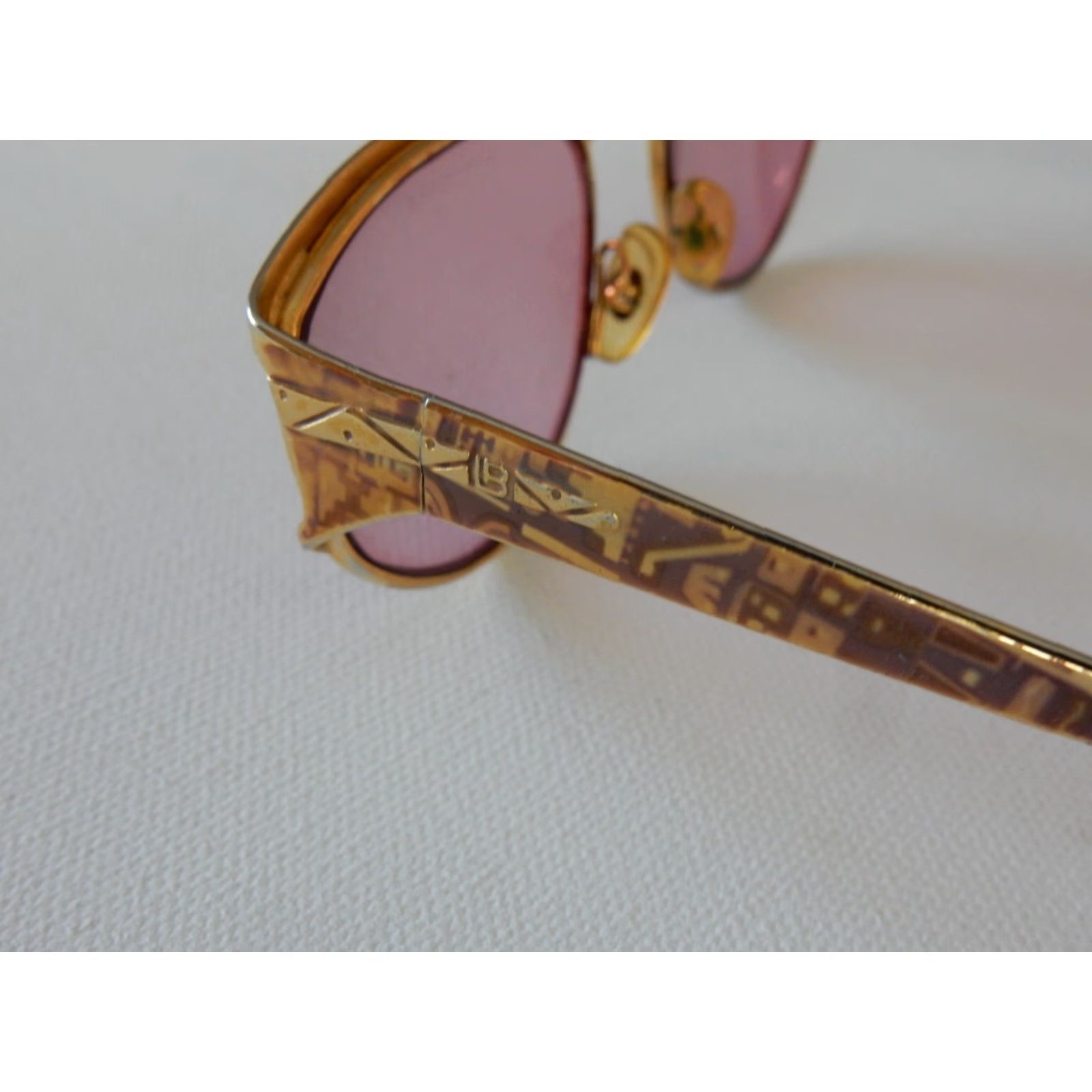 Laura Biagiotti VINTAGE Laura Biagiotti Sunglasses Frames Only Women Adult Sunglasses Gold-Beige-Brown Lens Prescription Magnified Size ONE SIZE - 5 Thumbnail