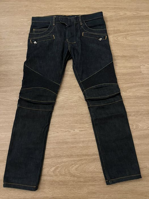 Balmain raw discount denim biker