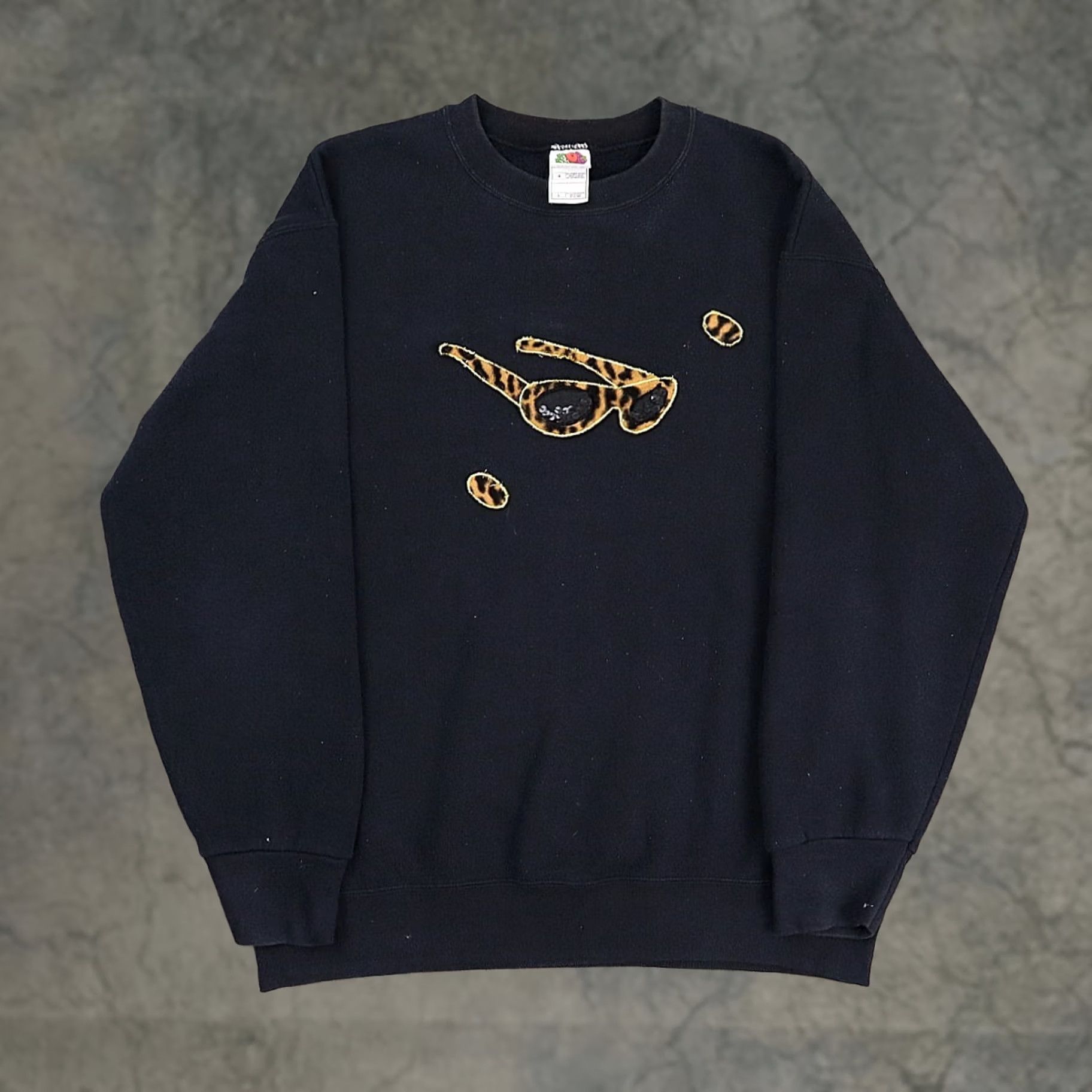 Fruit Of The Loom VINTAGE Fruit of the Loom Sweatshirt Men L Black Cheetah 90s Funny Pullover Mens Size US L / EU 52-54 / 3 - 1 Thumbnail