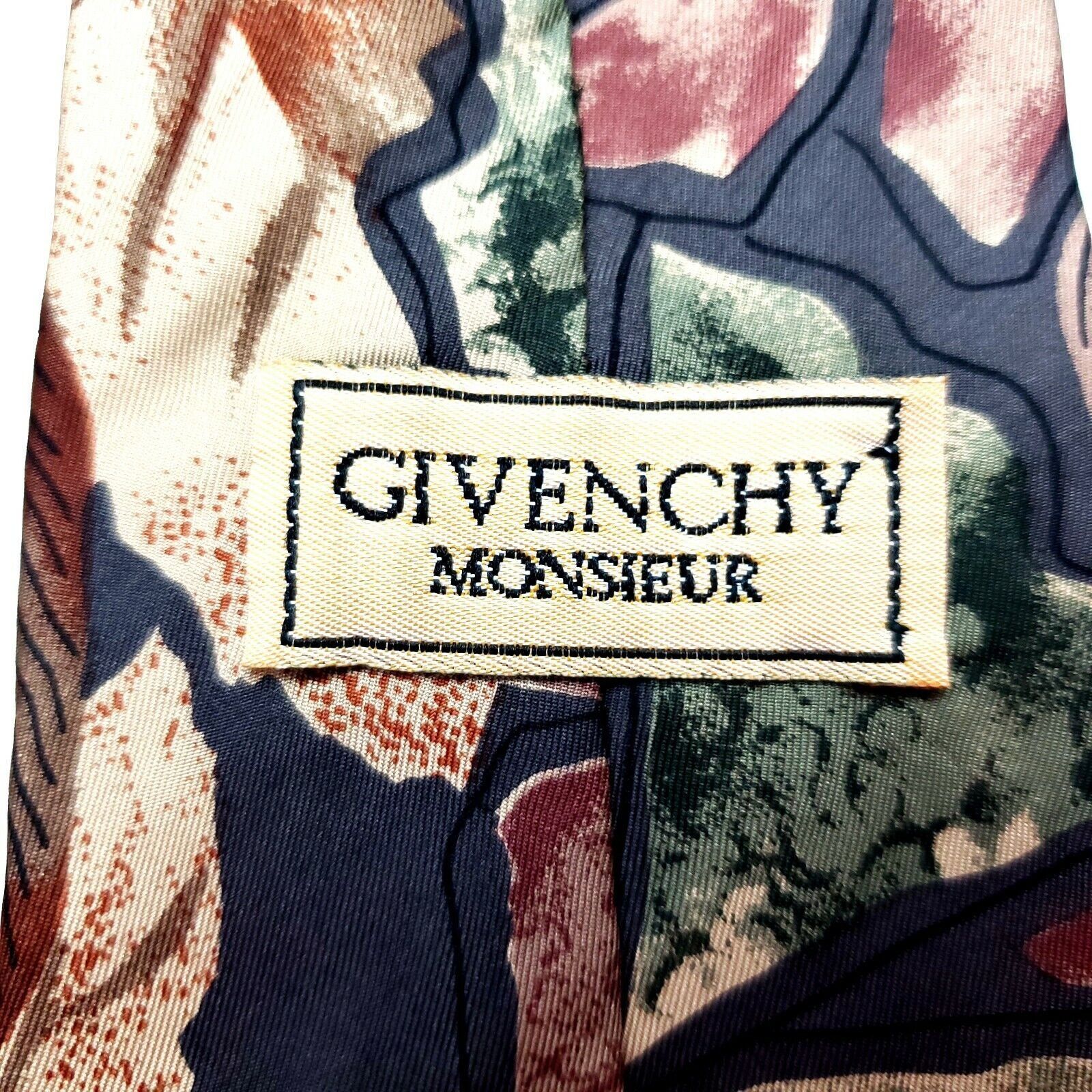 Givenchy Givenchy Monsieur Silk Tie Floral Abstract Tie Green Brown L Size ONE SIZE - 3 Thumbnail