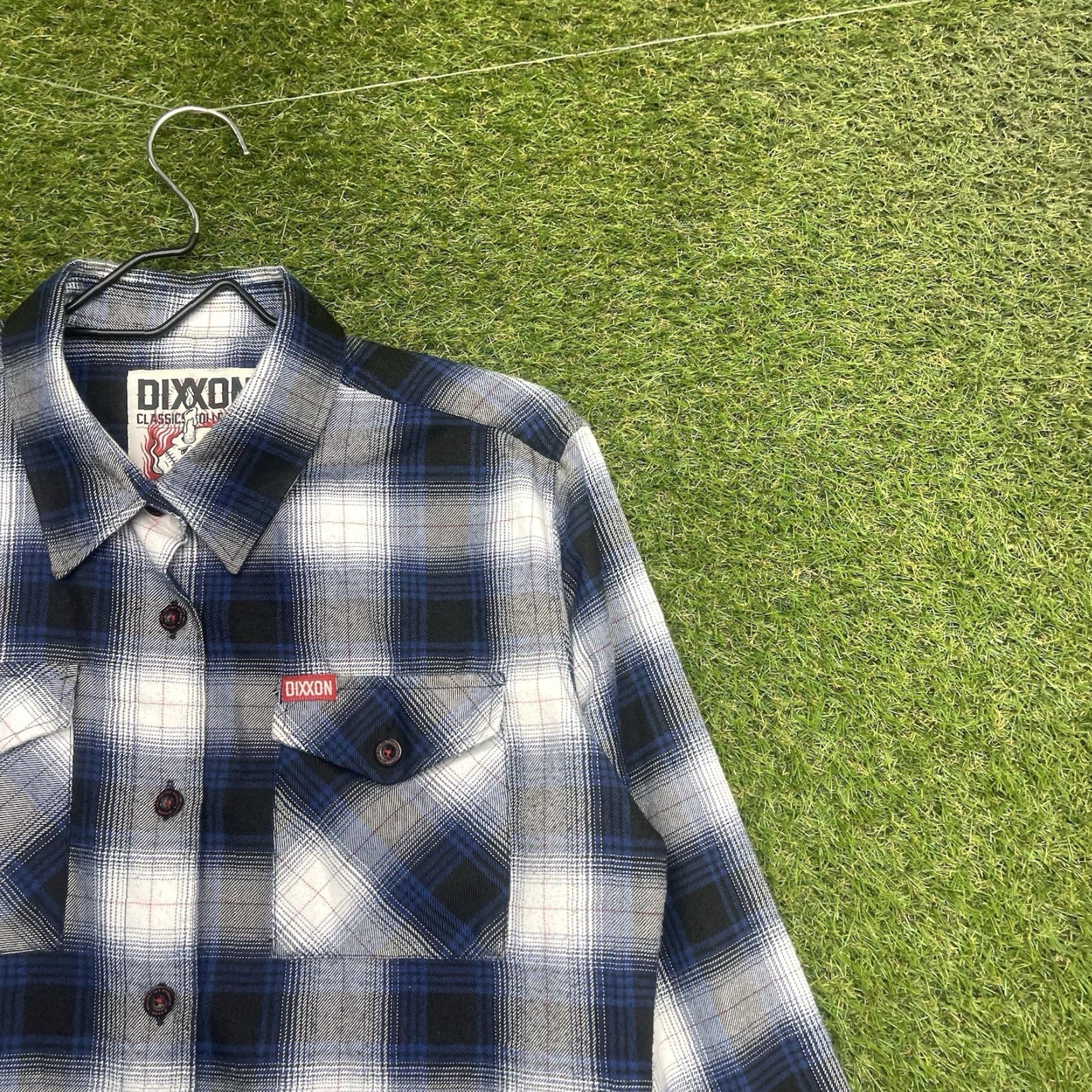 Vintage Dixxon Shirt Mens L Long Sleeve Plaid Button-Down Collared Blue White Flannel The Deadeye Size US L / EU 52-54 / 3 - 2 Thumbnail