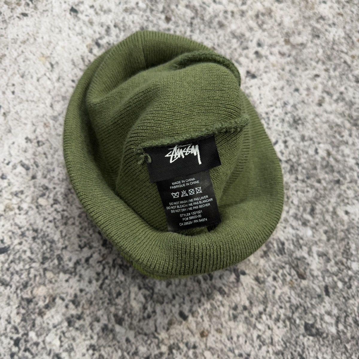 Stussy Helvetica Jacquard Beanie Skull Cap Green