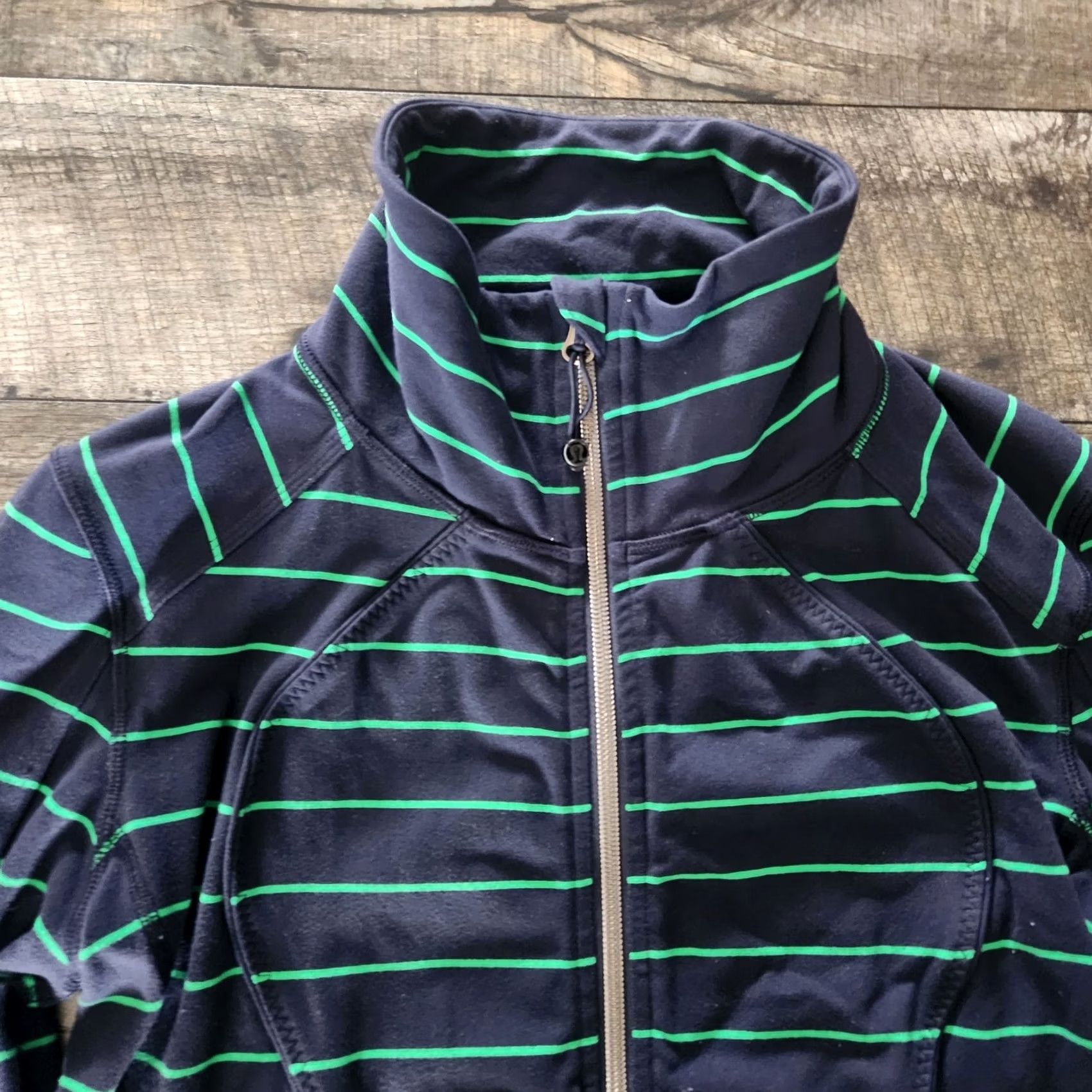 Lululemon Lululemon Asana Jacket Womens 10 Zip Mock Neck Blue Green Striped Athletic - Vintage Size L / US 10 / IT 46 - 6 Thumbnail