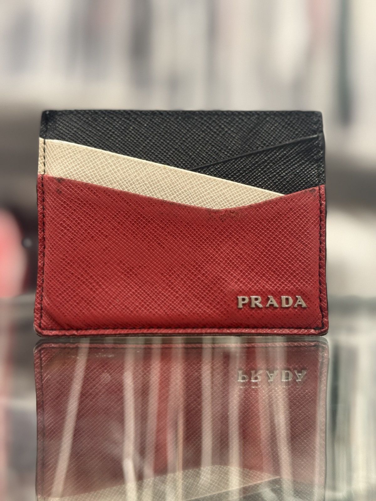 Prada Prada Saffiano Leather Contrast Logo Cardholder Size ONE SIZE - 2 Thumbnail
