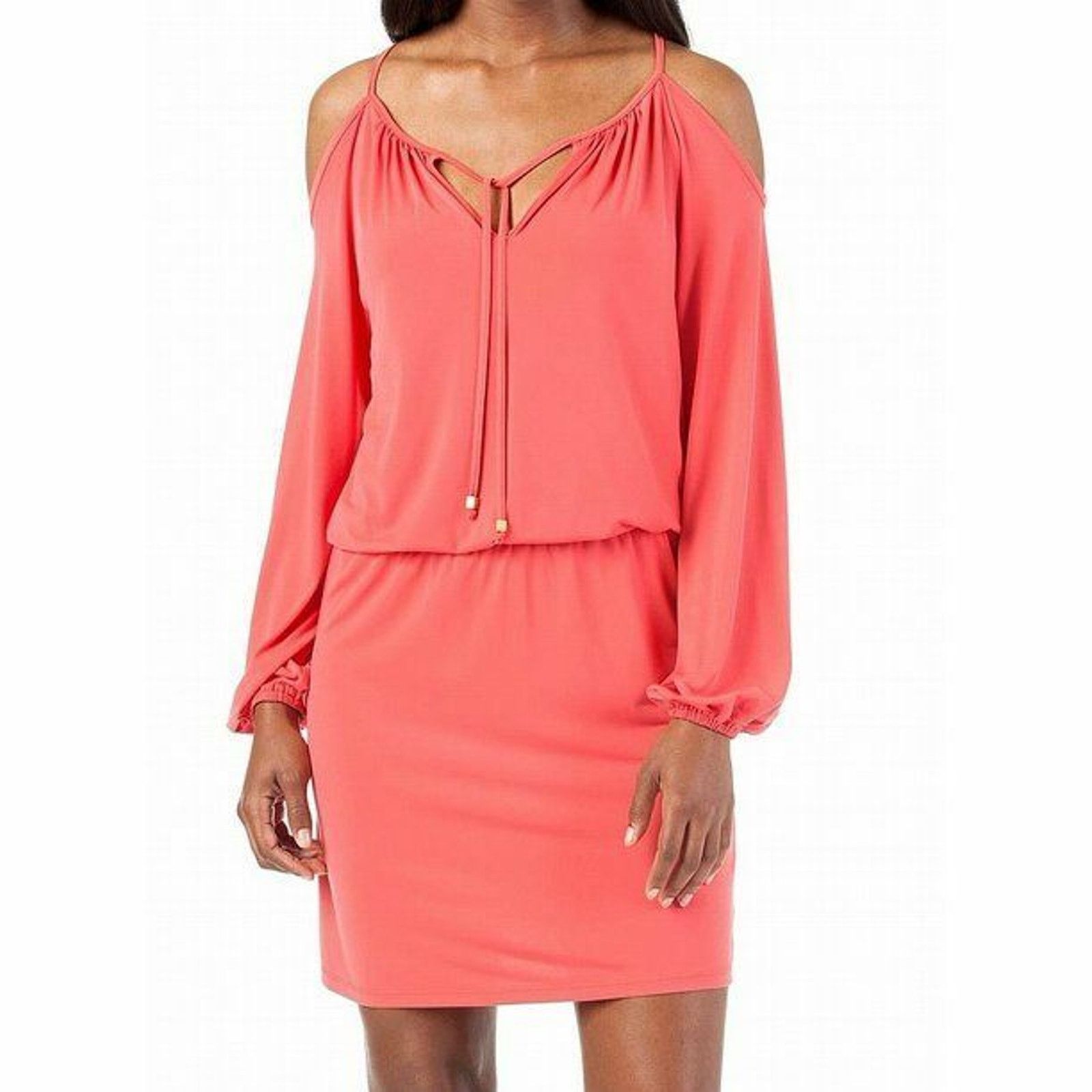 Michael Kors Michael Kors Cold Shoulder Blouson Dress Coral Pink Small Size S / US 4 / IT 40 - 9 Thumbnail