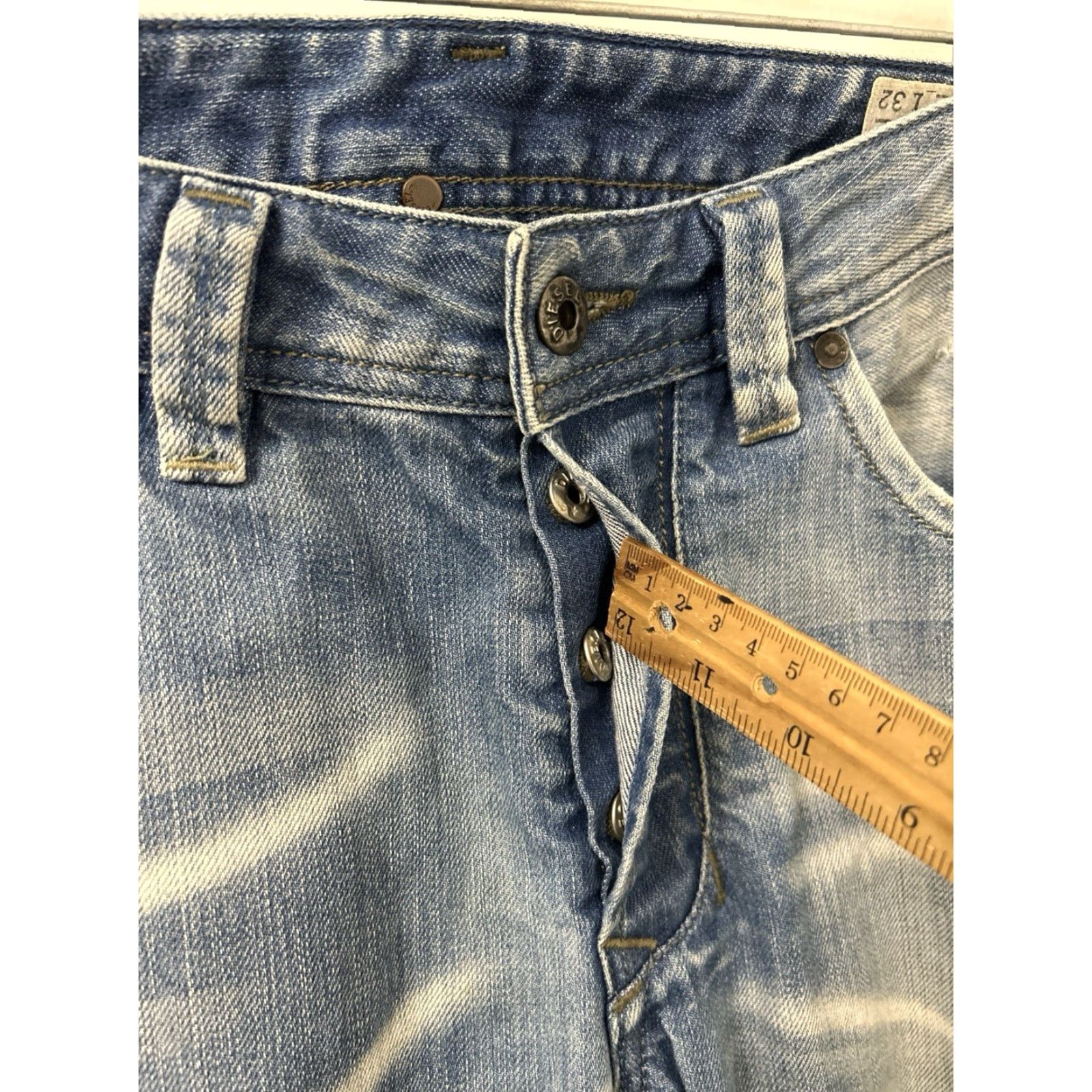 Diesel Diesel Larkee Jeans Mens 32x29 Blue Regular Straight Button Fly Distressed Denim Jeans Size US 32 / EU 48 - 5 Thumbnail