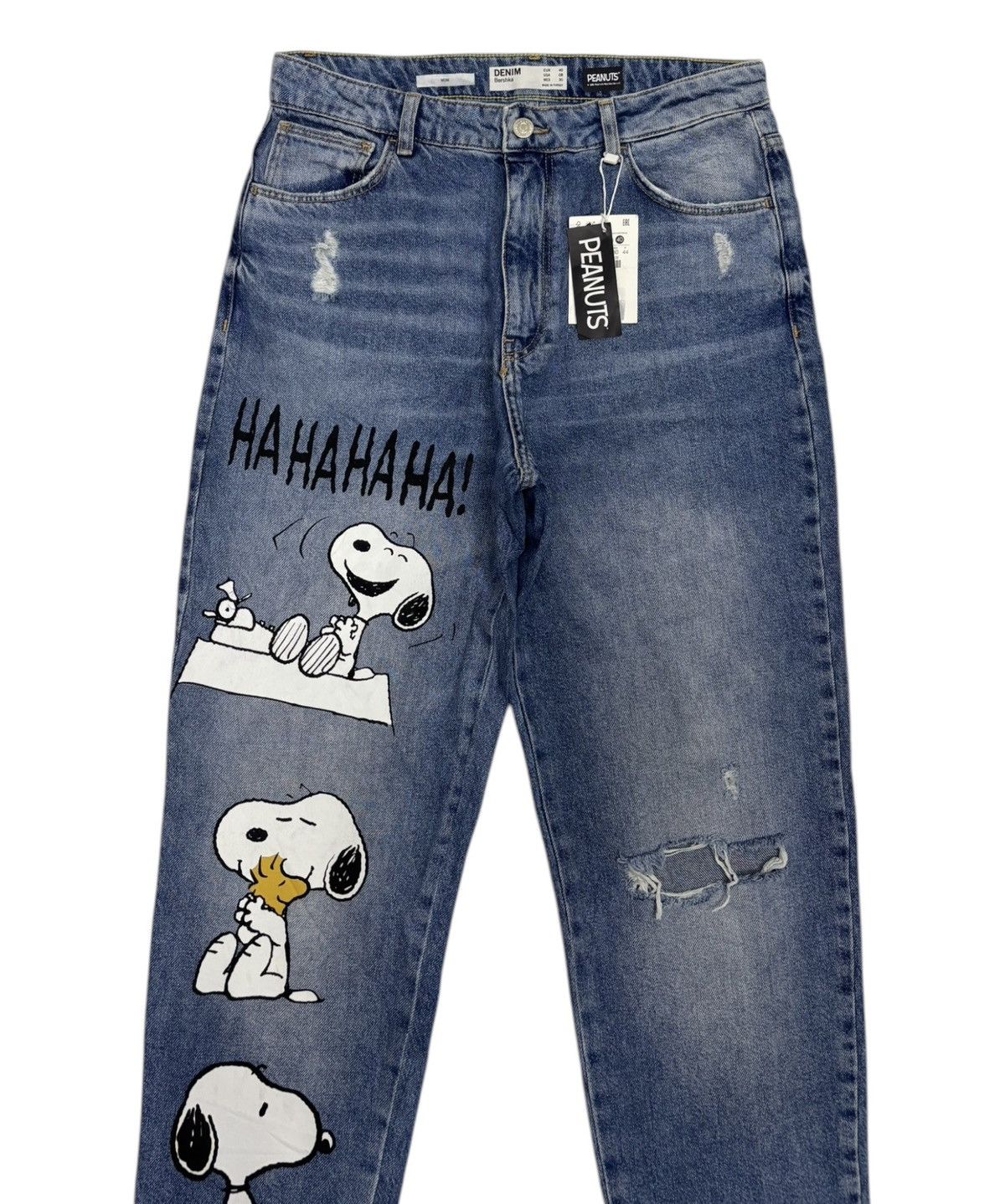 Bershka × Peanuts Bershka x Peanuts Baggy Wide Distressed Denim Jean Size US 31 - 2 Thumbnail