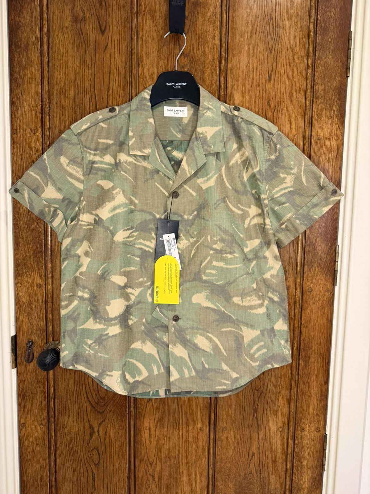 Saint Laurent Paris SS21 Saint Laurent camo short sleeve Hawaiian shirt 41 Size US L / EU 52-54 / 3 - 1 Thumbnail