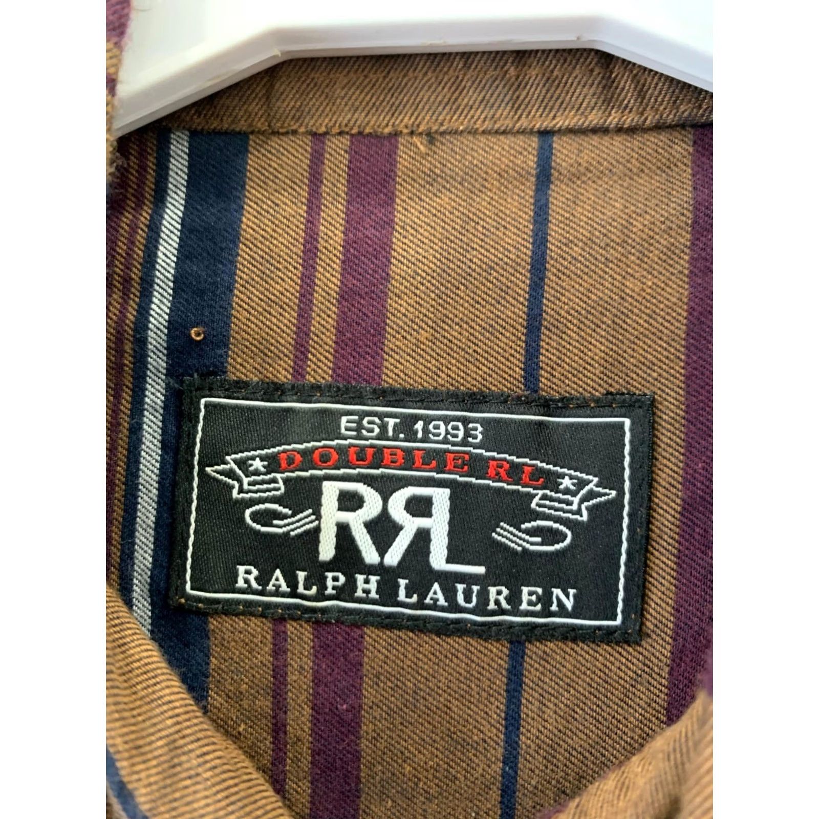 Doublet RRL Double RL Ralph Lauren Striped Button Down Shirt Mens Small Brown Western Size US S / EU 44-46 / 1 - 2 Thumbnail