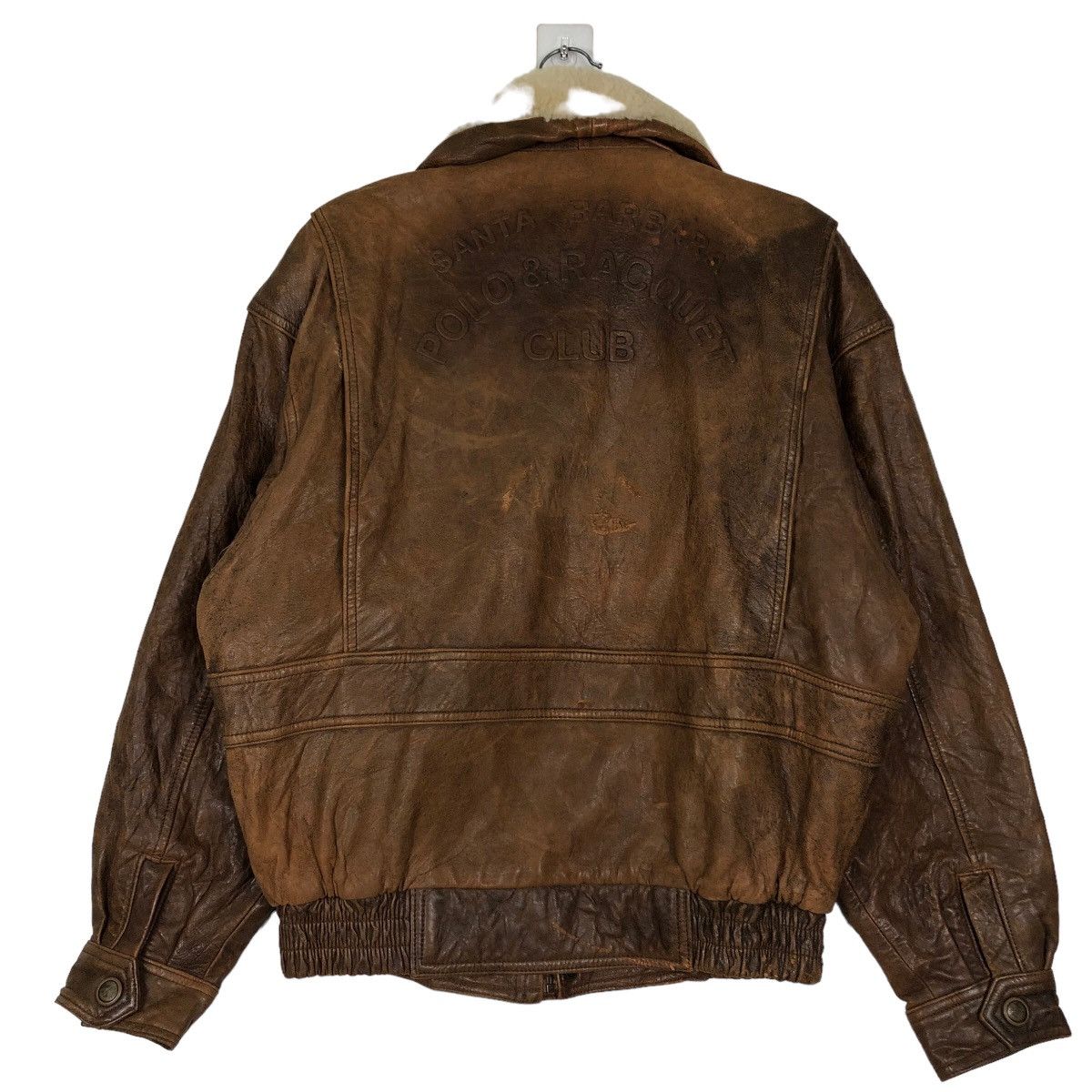 Genuine Leather 🔥80’s Vintage Bomber Leather Jacket Santa Barbara Polo Club Size US L / EU 52-54 / 3 - 8 Thumbnail