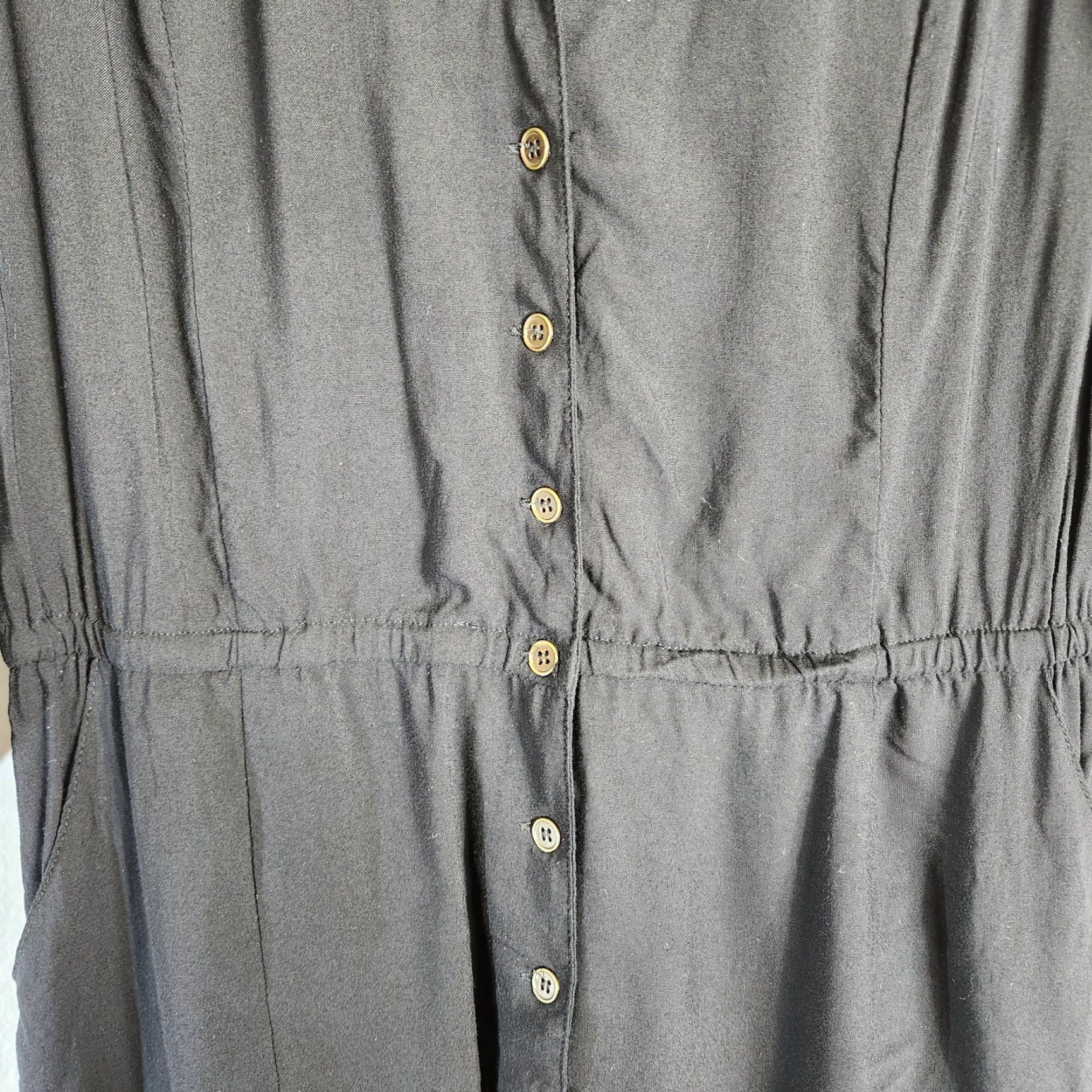 Vintage Modcloth Womens Romper So Field With Joy Roll Tab Sleeve Black Size L Size 36" / US 14 / IT 50 - 6 Thumbnail